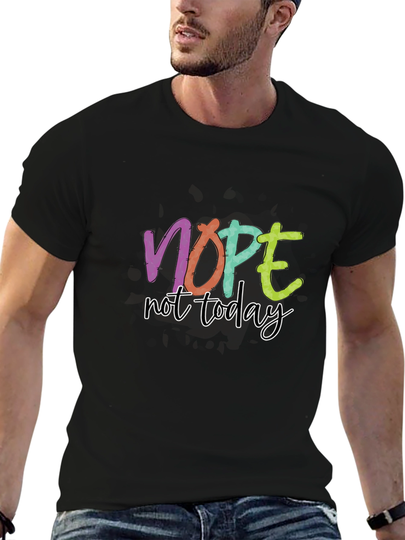Nope Not Today Graphic Tee - Black Casual T-Shirt