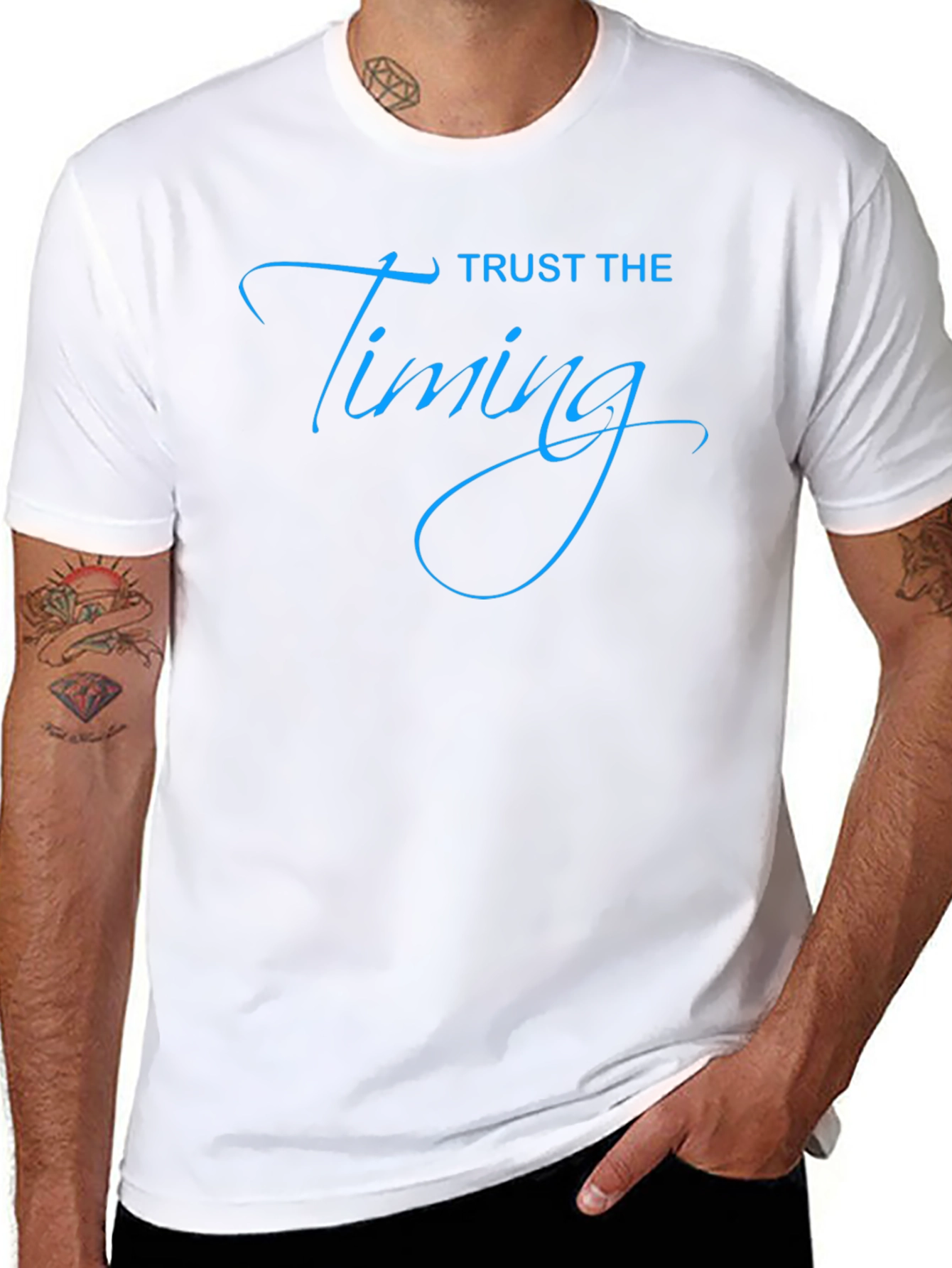 Trust the Timing Black Graphic T-Shirt