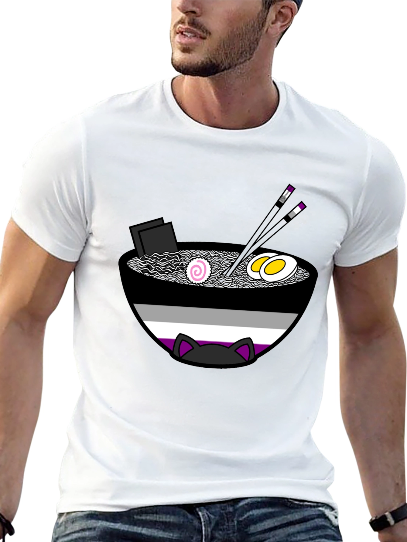 Ace Ramen Cat T-Shirt - Asexual Pride