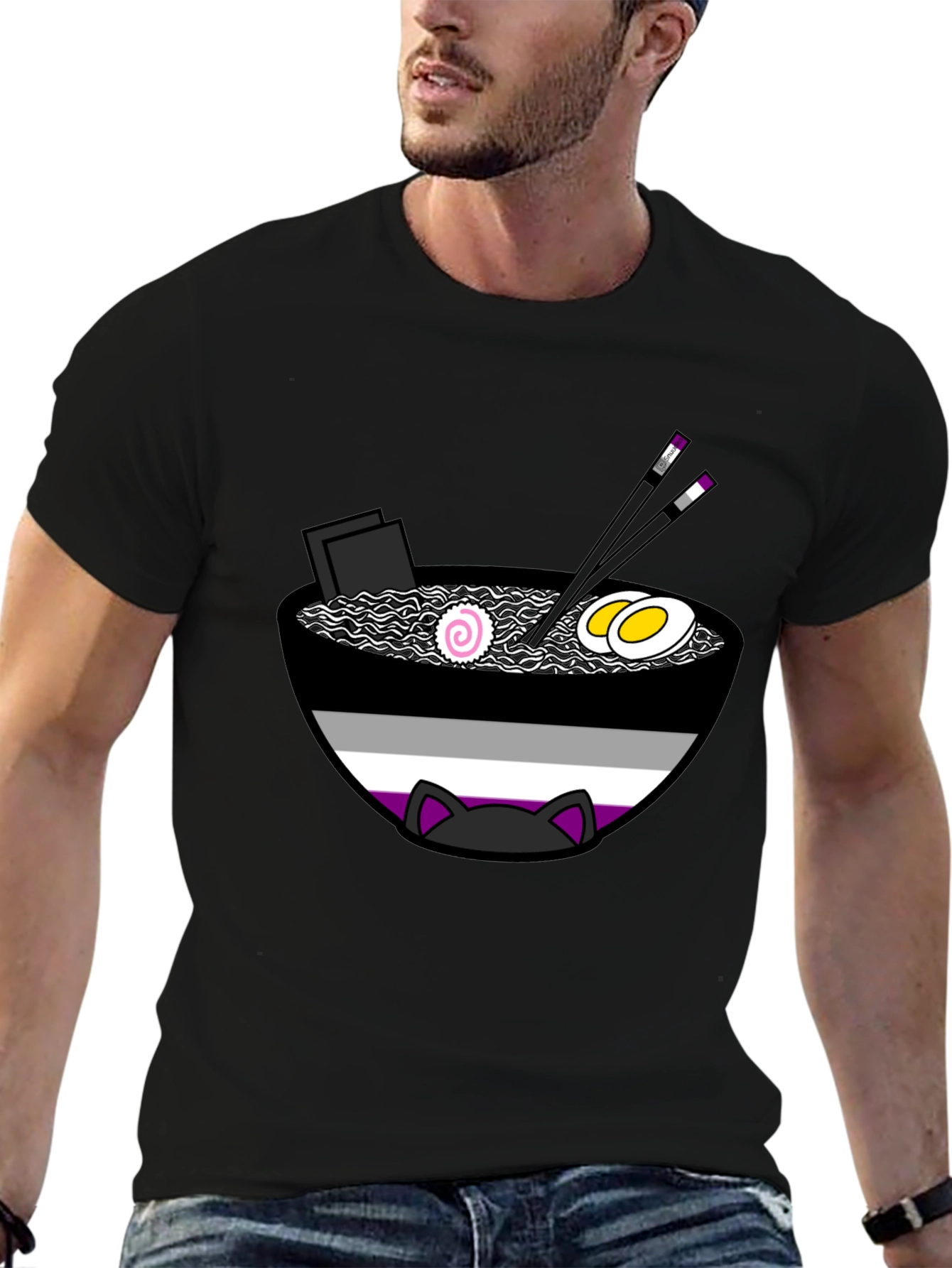 Ace Ramen Cat T-Shirt - Asexual Pride