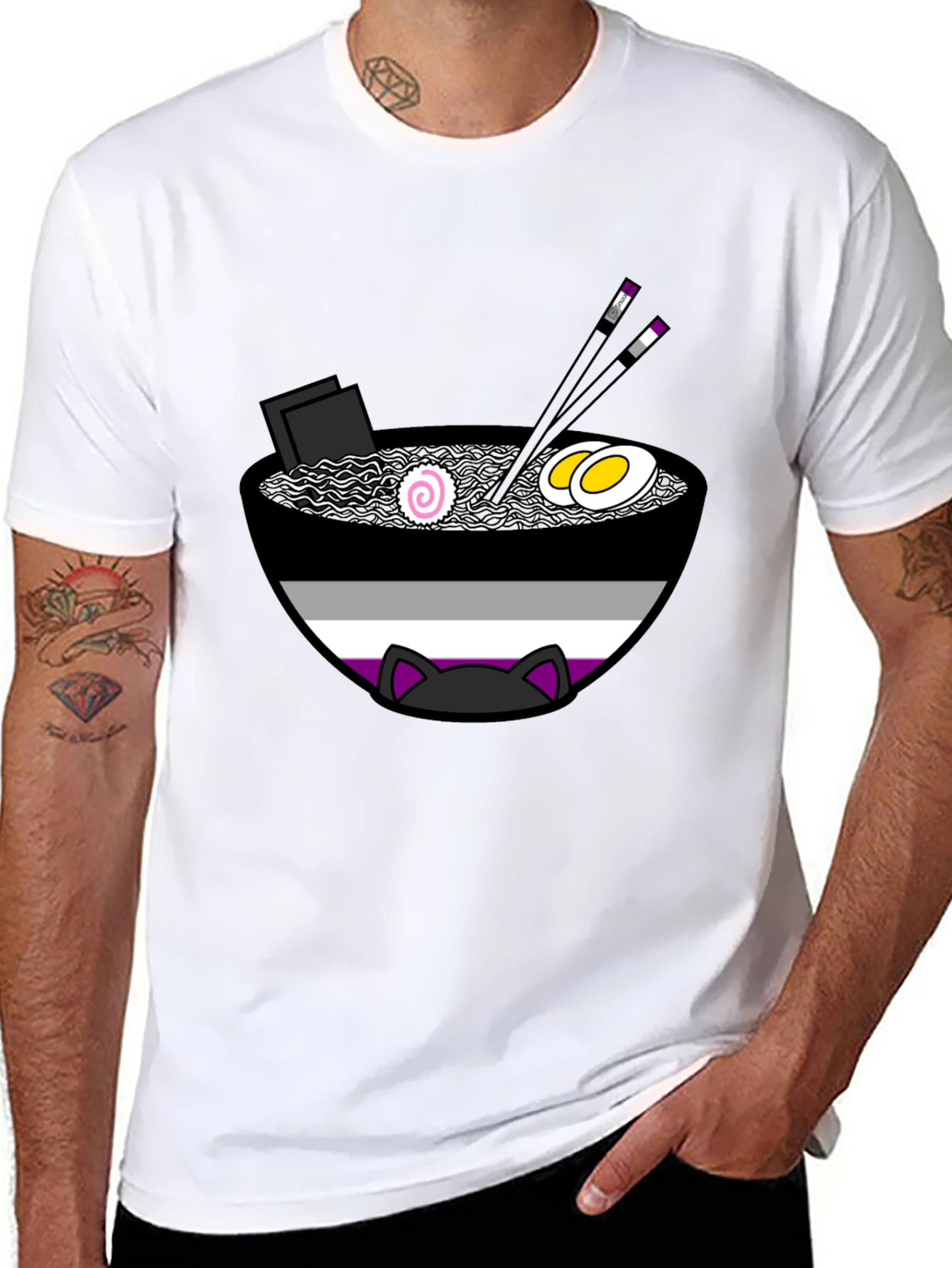 Ace Ramen Cat T-Shirt - Asexual Pride