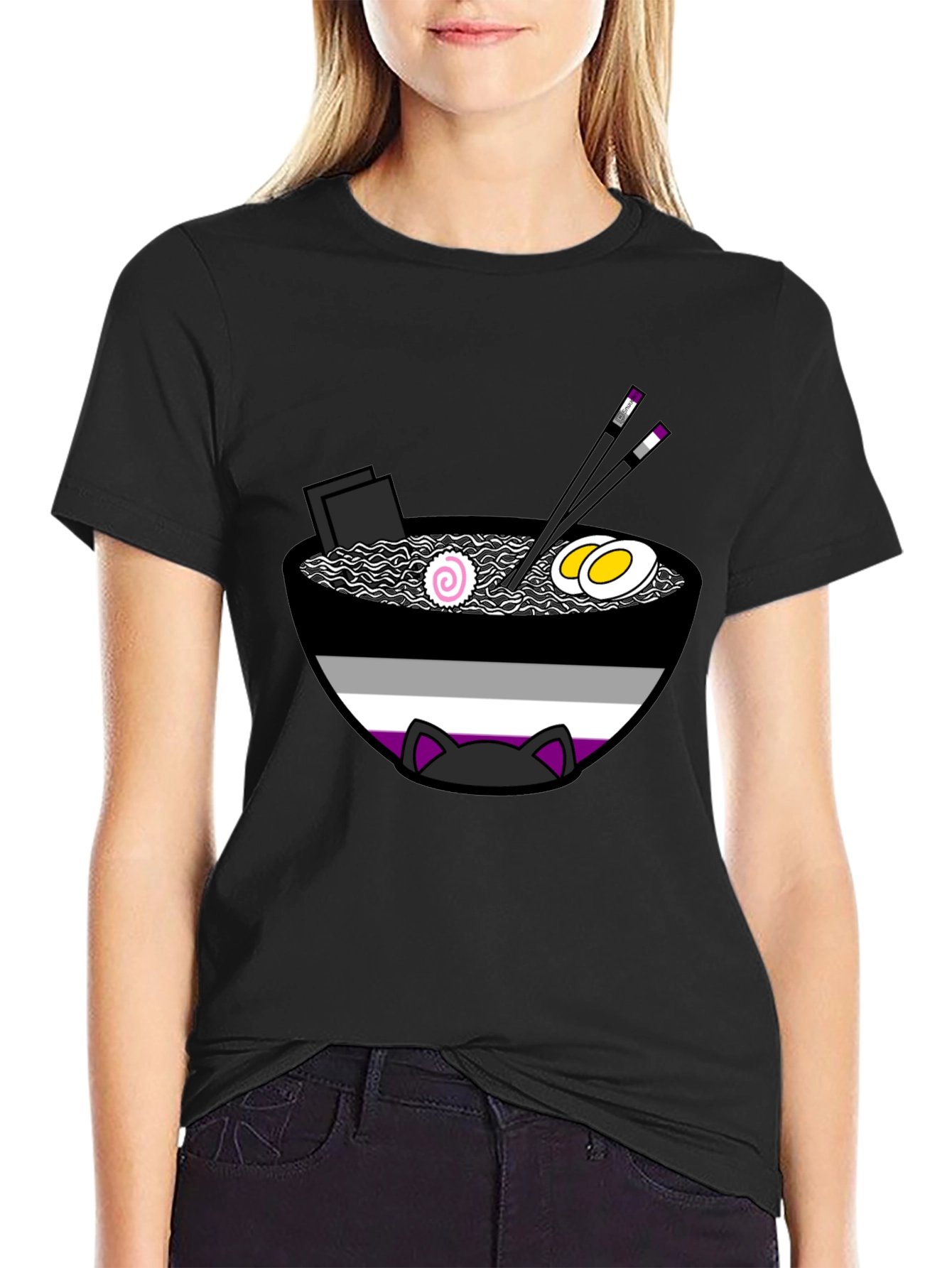 Ace Ramen Cat T-Shirt - Asexual Pride