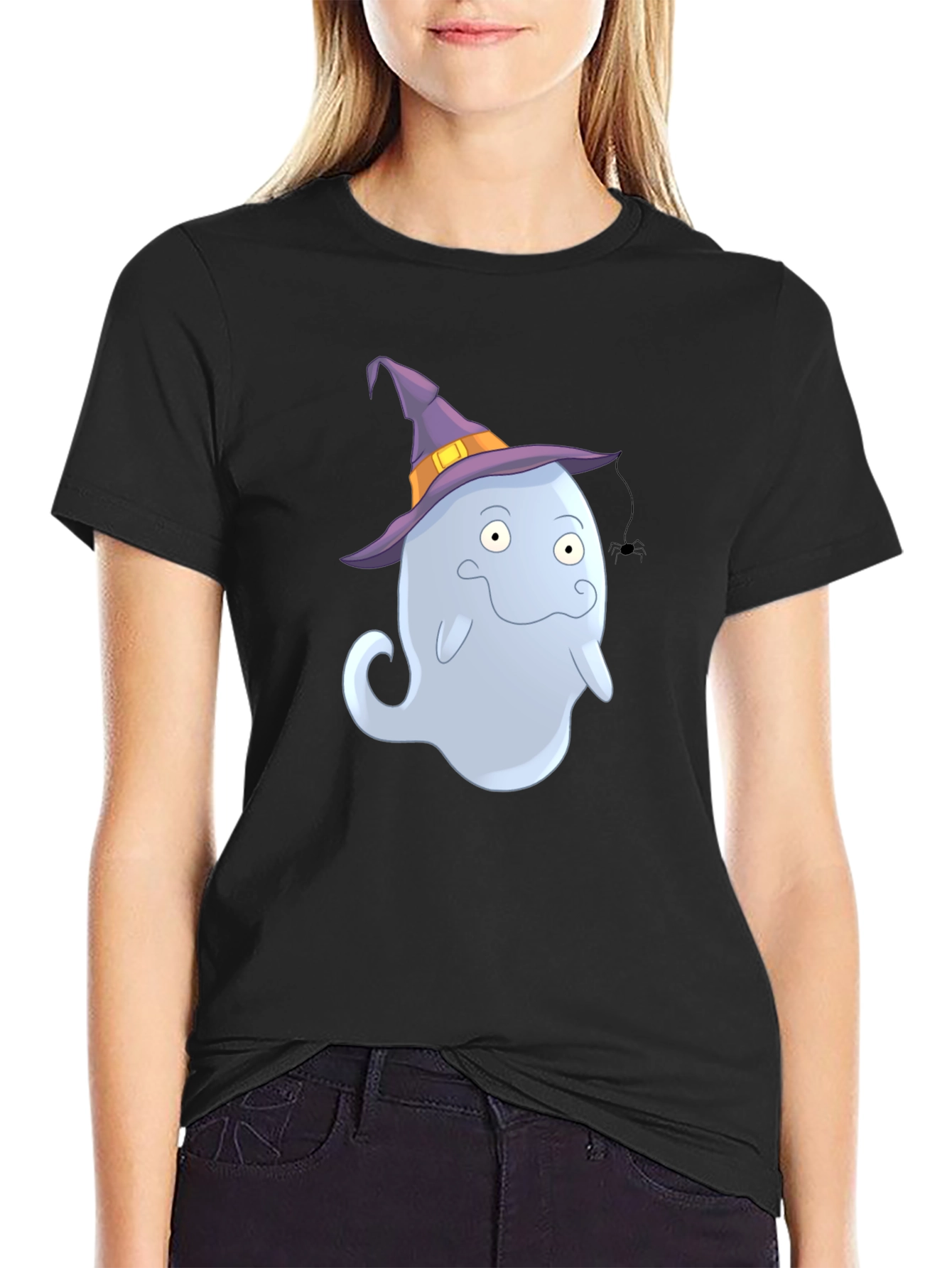 Ghost in Witch Hat Halloween T-Shirt