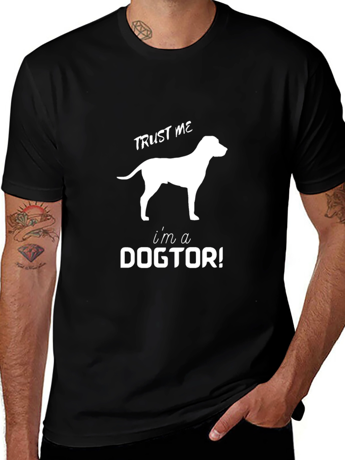 Trust Me Im A Dogtor Black T-Shirt