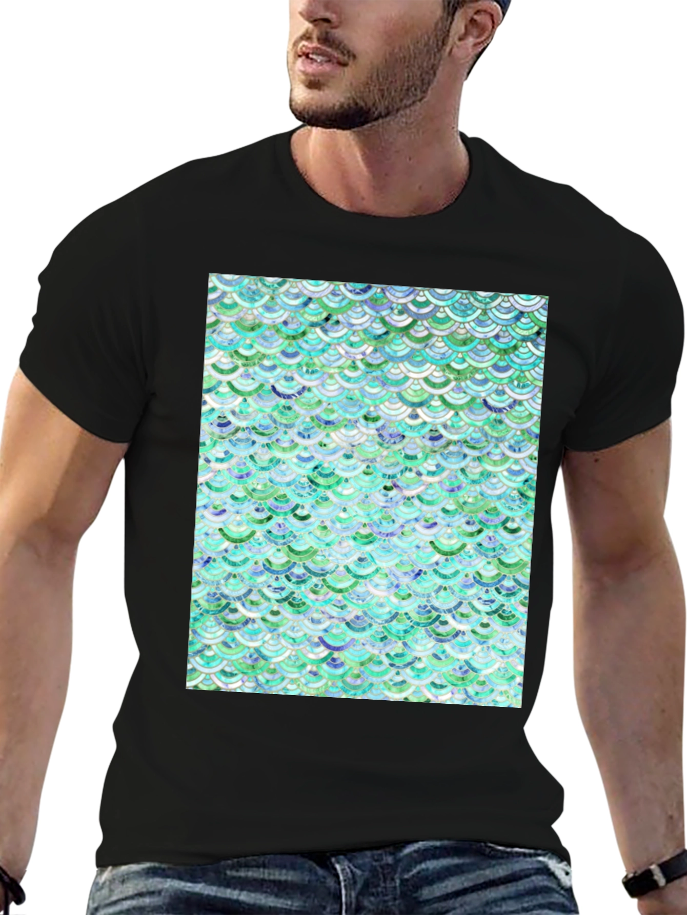 Aqua Scale Pattern T-Shirt