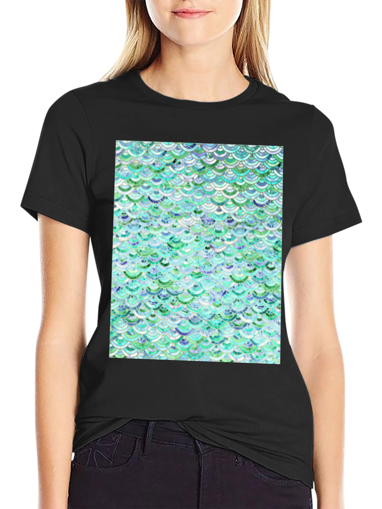 Aqua Scale Pattern T-Shirt