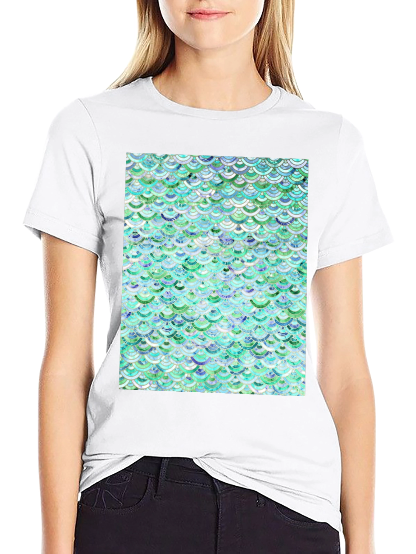 Aqua Scale Pattern T-Shirt