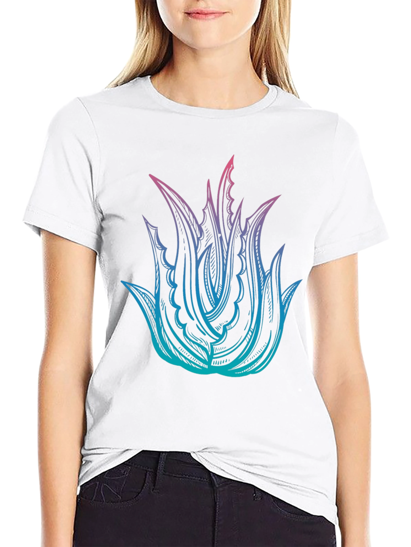 Aloe Gradient Graphic Tee - Modern Plant Shirt