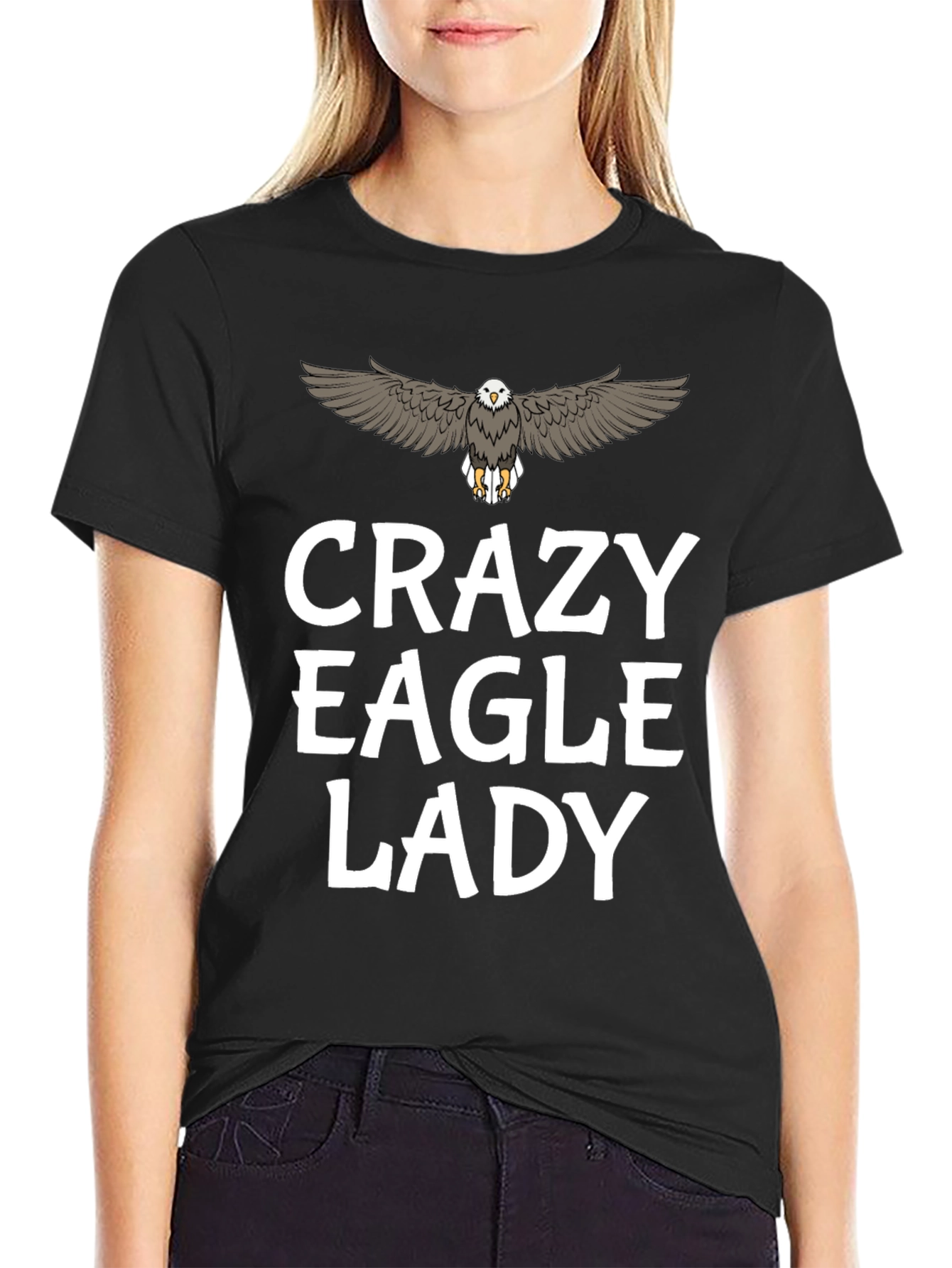 Crazy Eagle Lady T-Shirt - Black