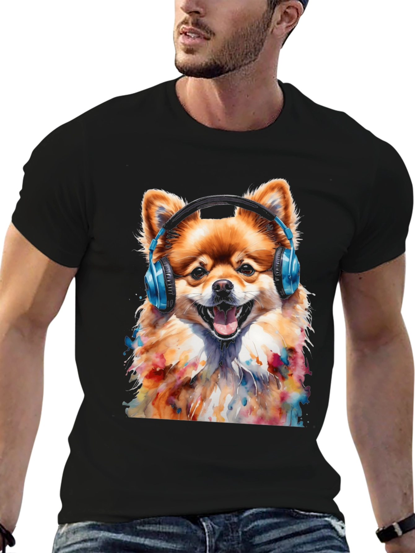 Dog with Headphones T-Shirt
