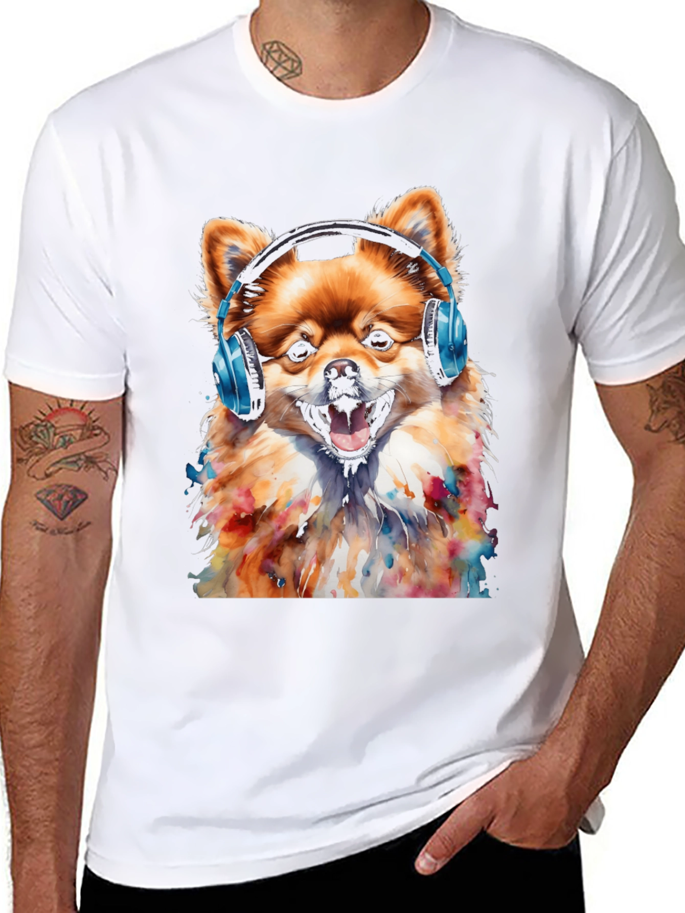 Dog with Headphones T-Shirt