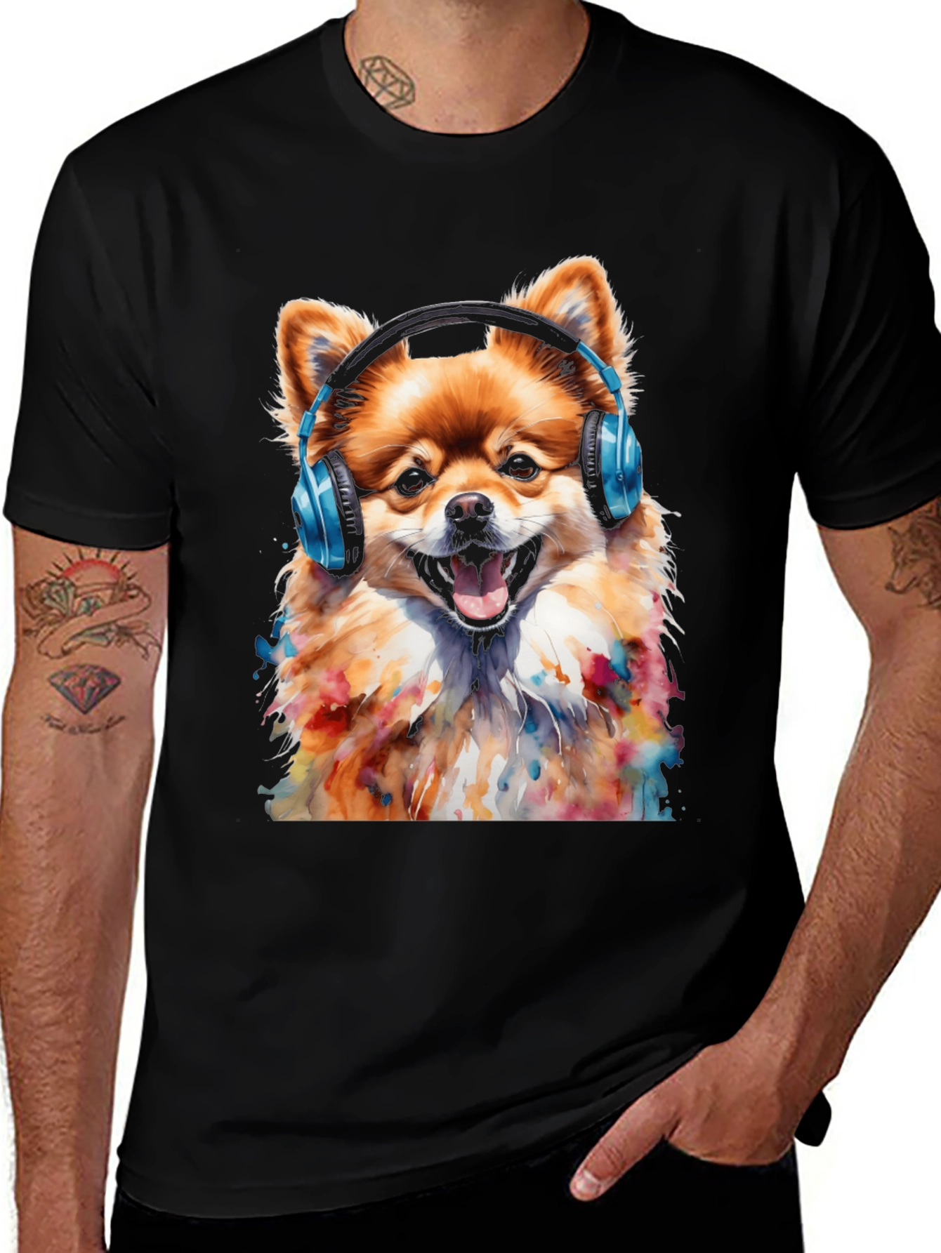 Dog with Headphones T-Shirt