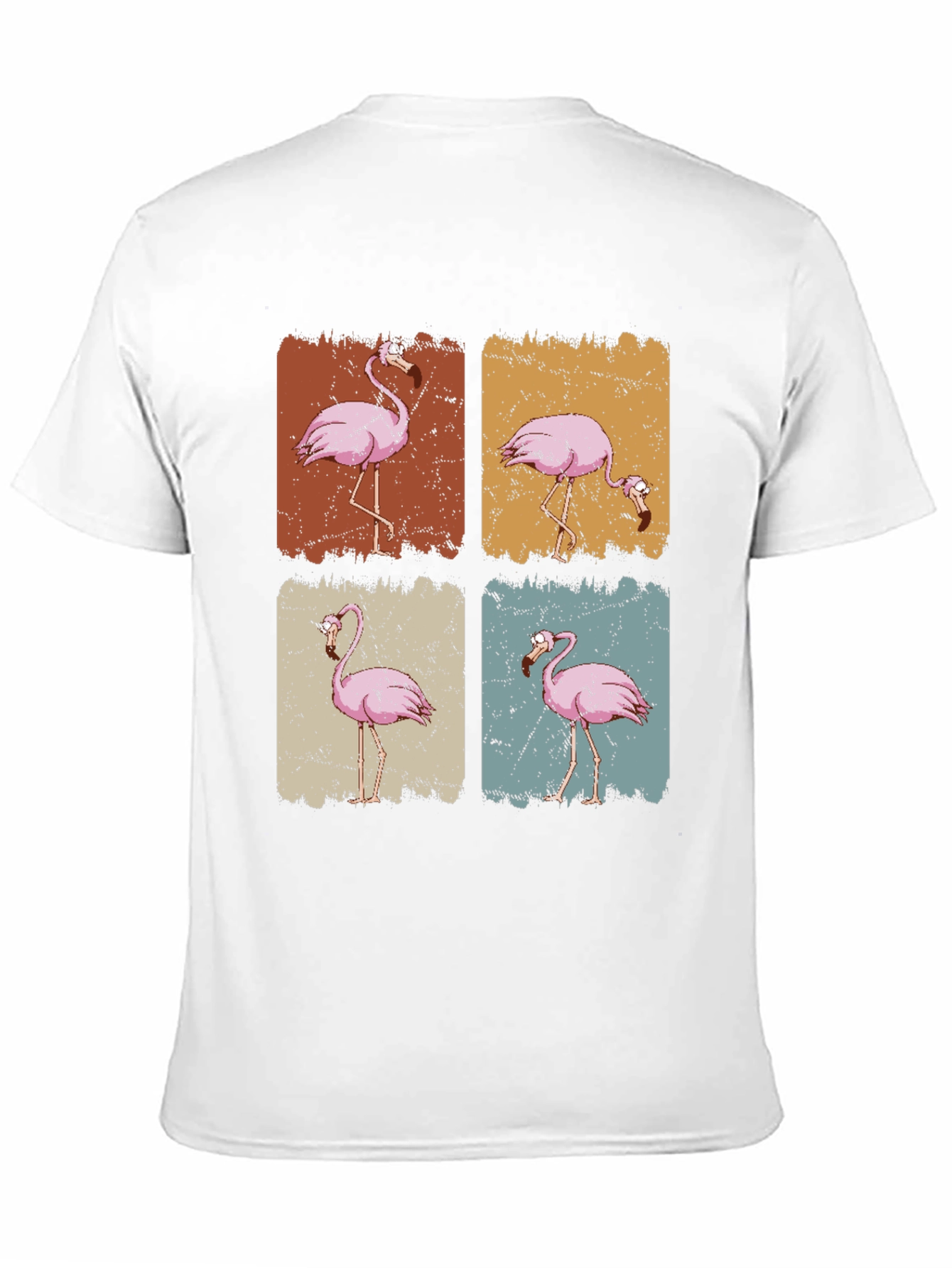 Retro Flamingo Graphic Print Black T-Shirt