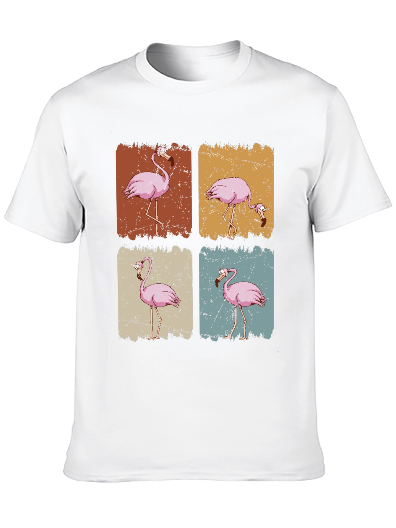 Retro Flamingo Graphic Print Black T-Shirt