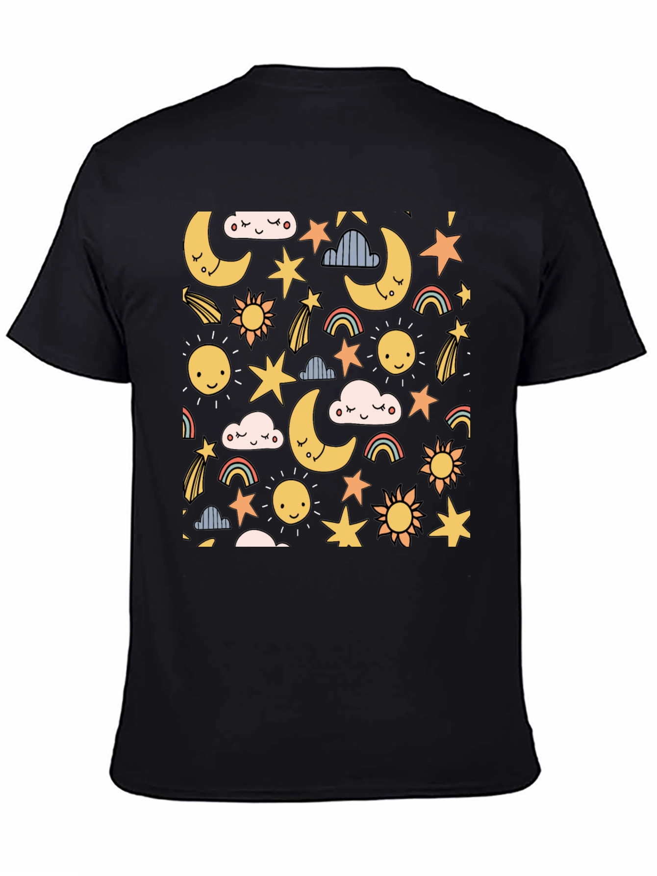 Celestial Dreams T-Shirt: Moon Stars & Sun Design