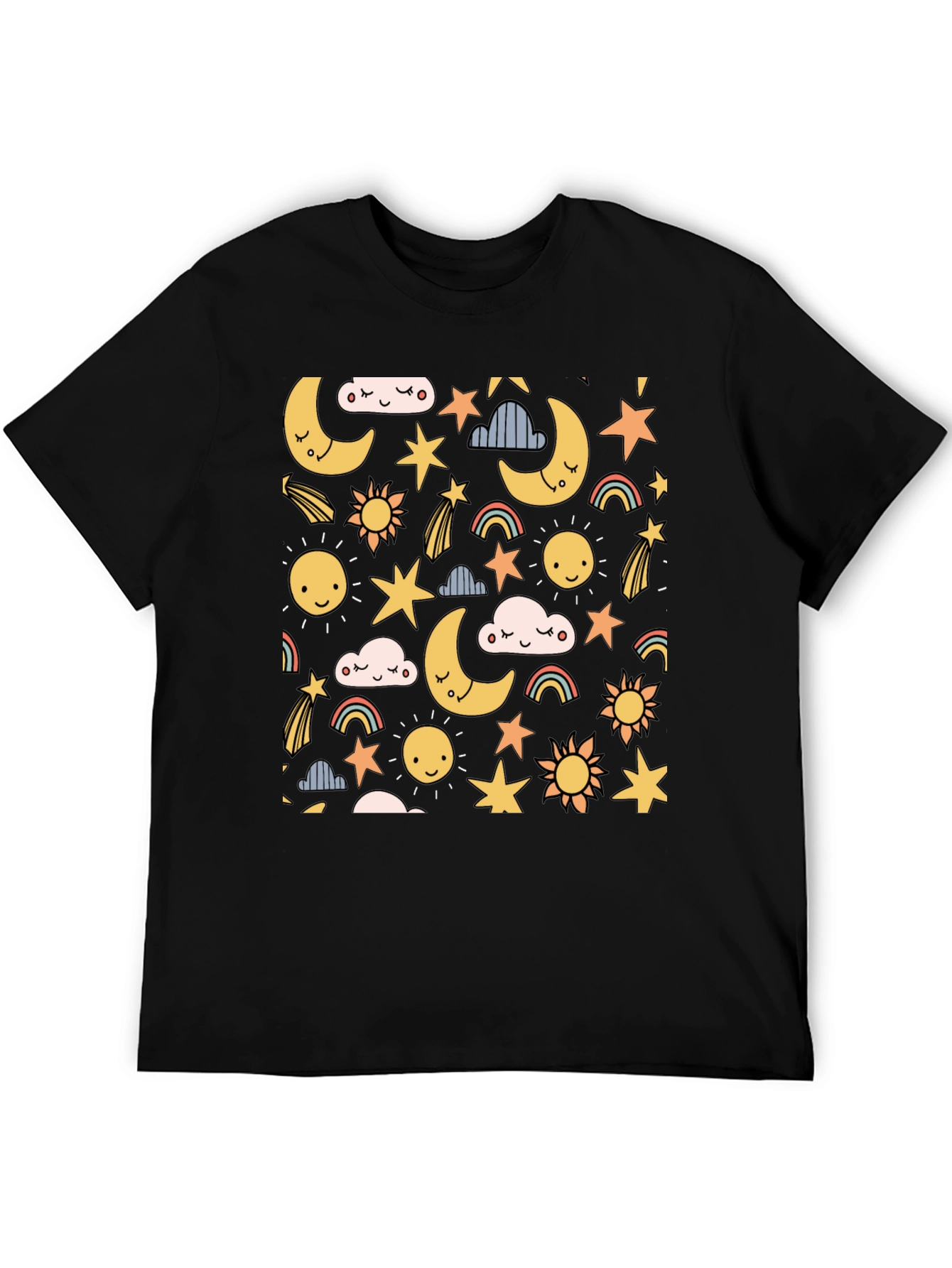 Celestial Dreams T-Shirt: Moon Stars & Sun Design