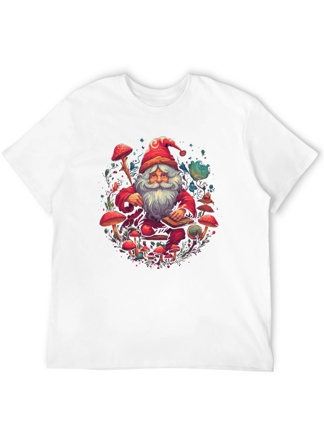 Psychedelic Santa T-Shirt - Funky Mushroom Design