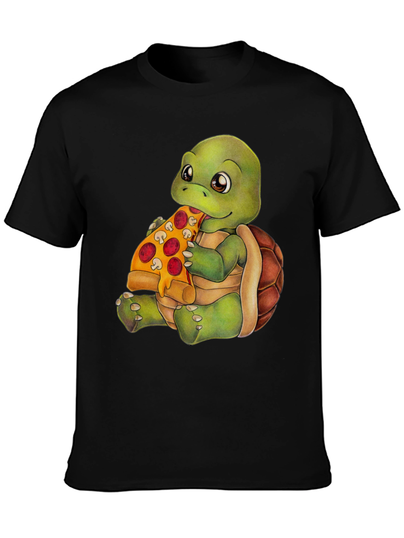 Turtle Eating Pizza Graphic T-Shirt