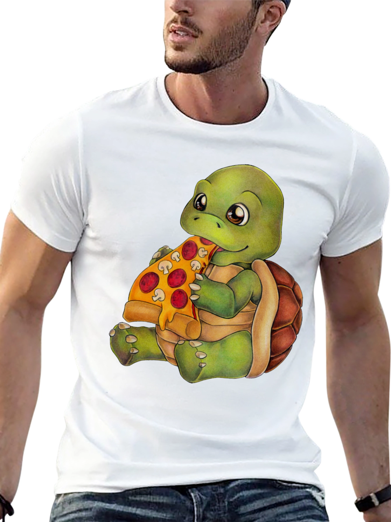 Turtle Eating Pizza Graphic T-Shirt