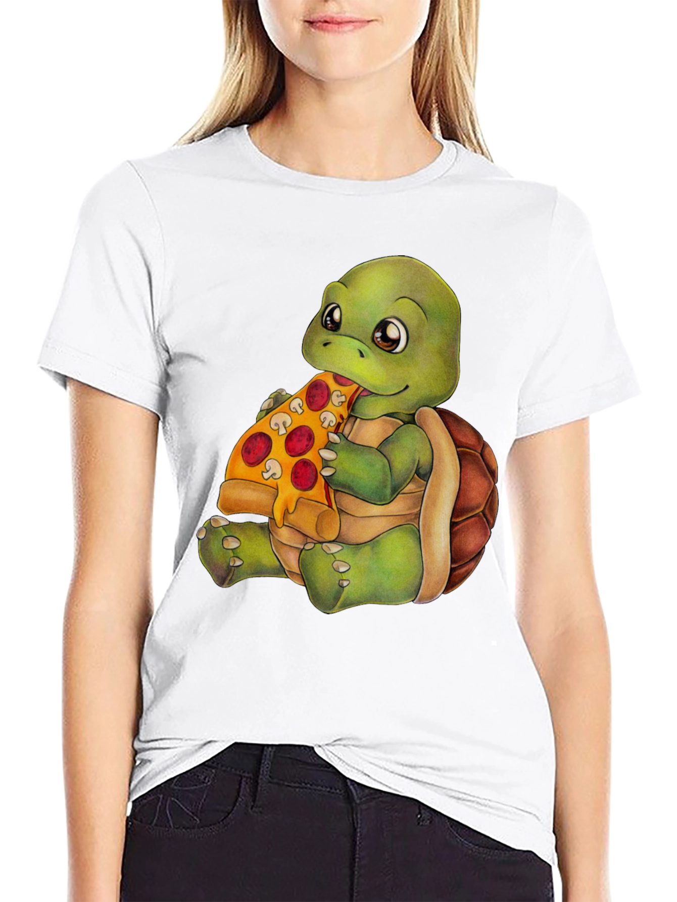 Turtle Eating Pizza Graphic T-Shirt