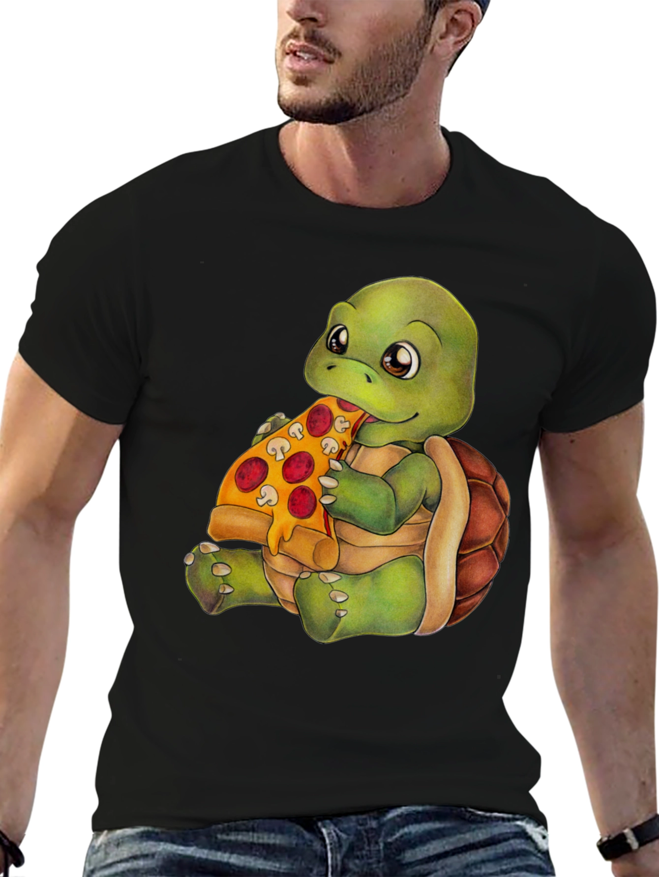 Turtle Eating Pizza Graphic T-Shirt