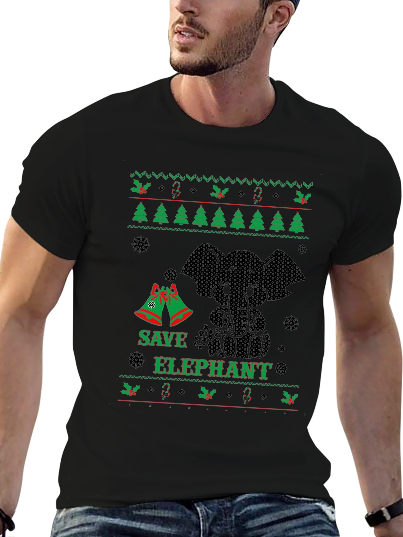 Save Elephant Ugly Christmas Sweater T-Shirt
