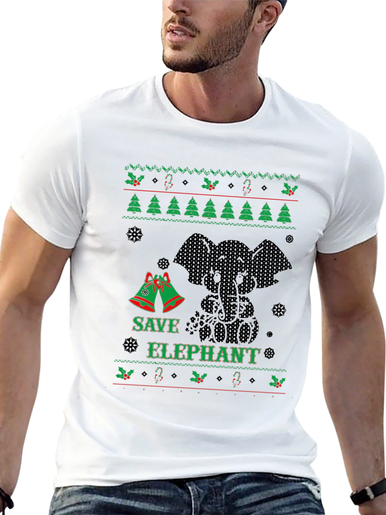 Save Elephant Ugly Christmas Sweater T-Shirt