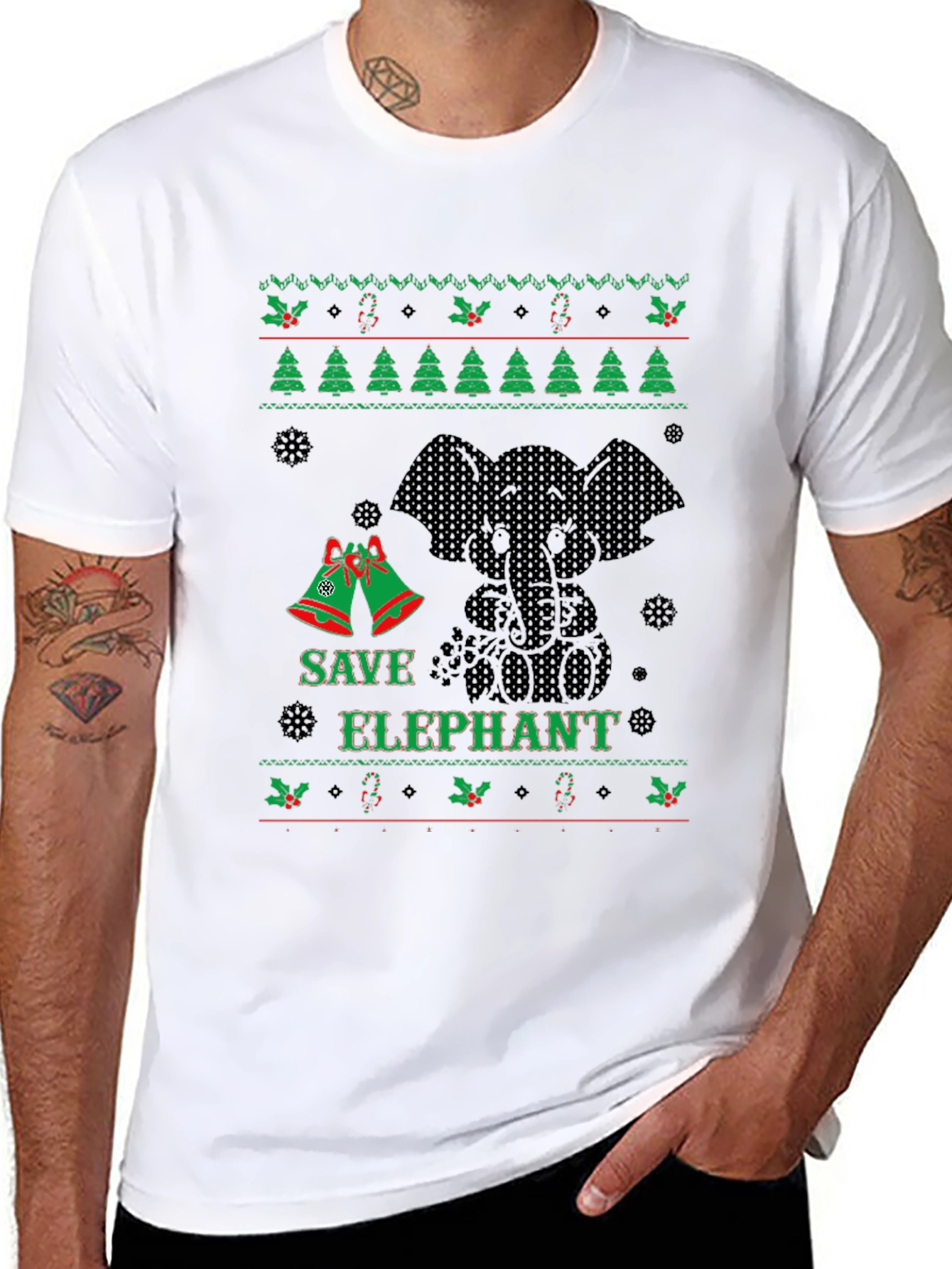 Save Elephant Ugly Christmas Sweater T-Shirt