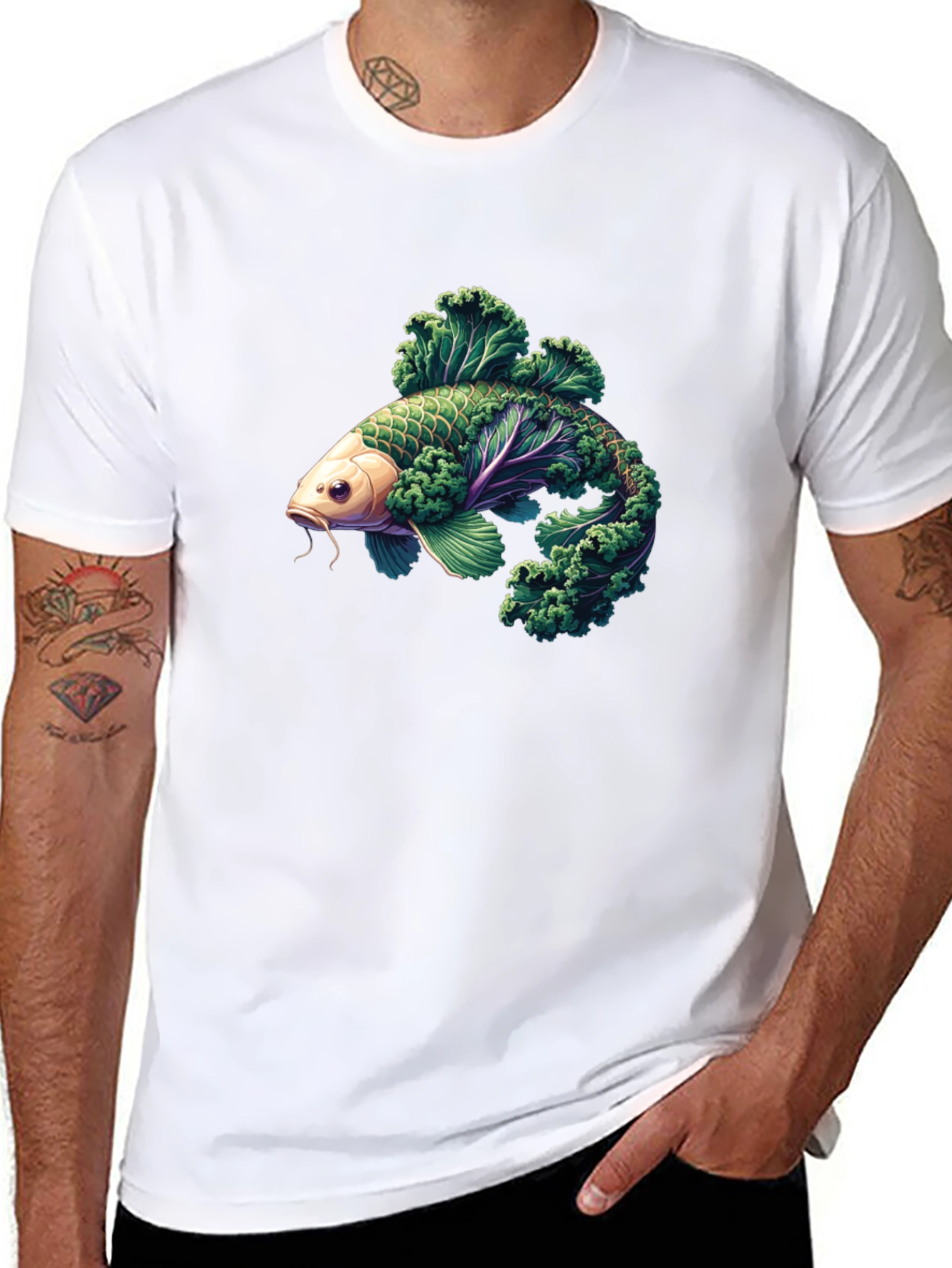 Kale Fish Graphic T-Shirt