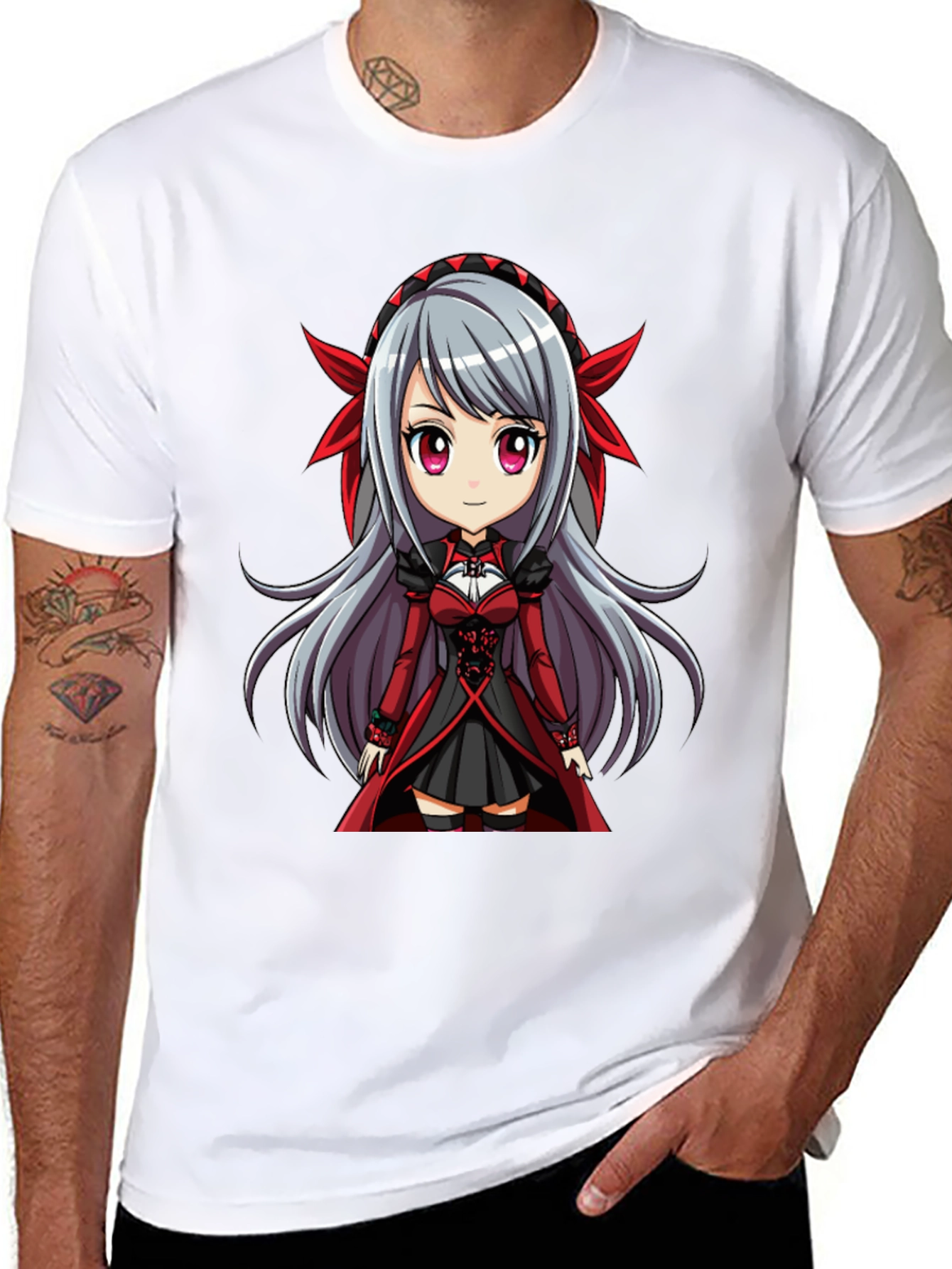 Anime Girl Graphic T-Shirt - Black