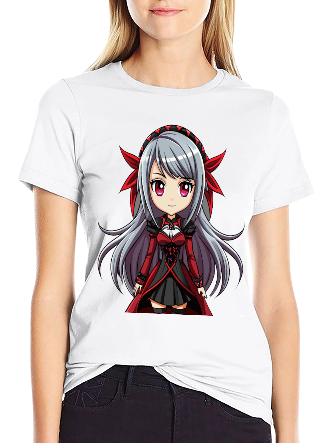 Anime Girl Graphic T-Shirt - Black