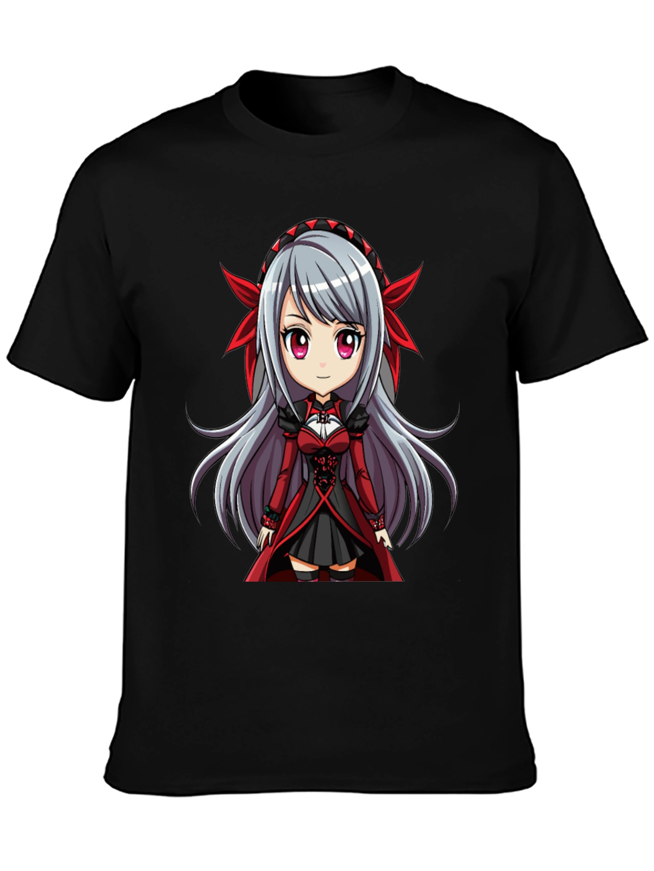 Anime Girl Graphic T-Shirt - Black