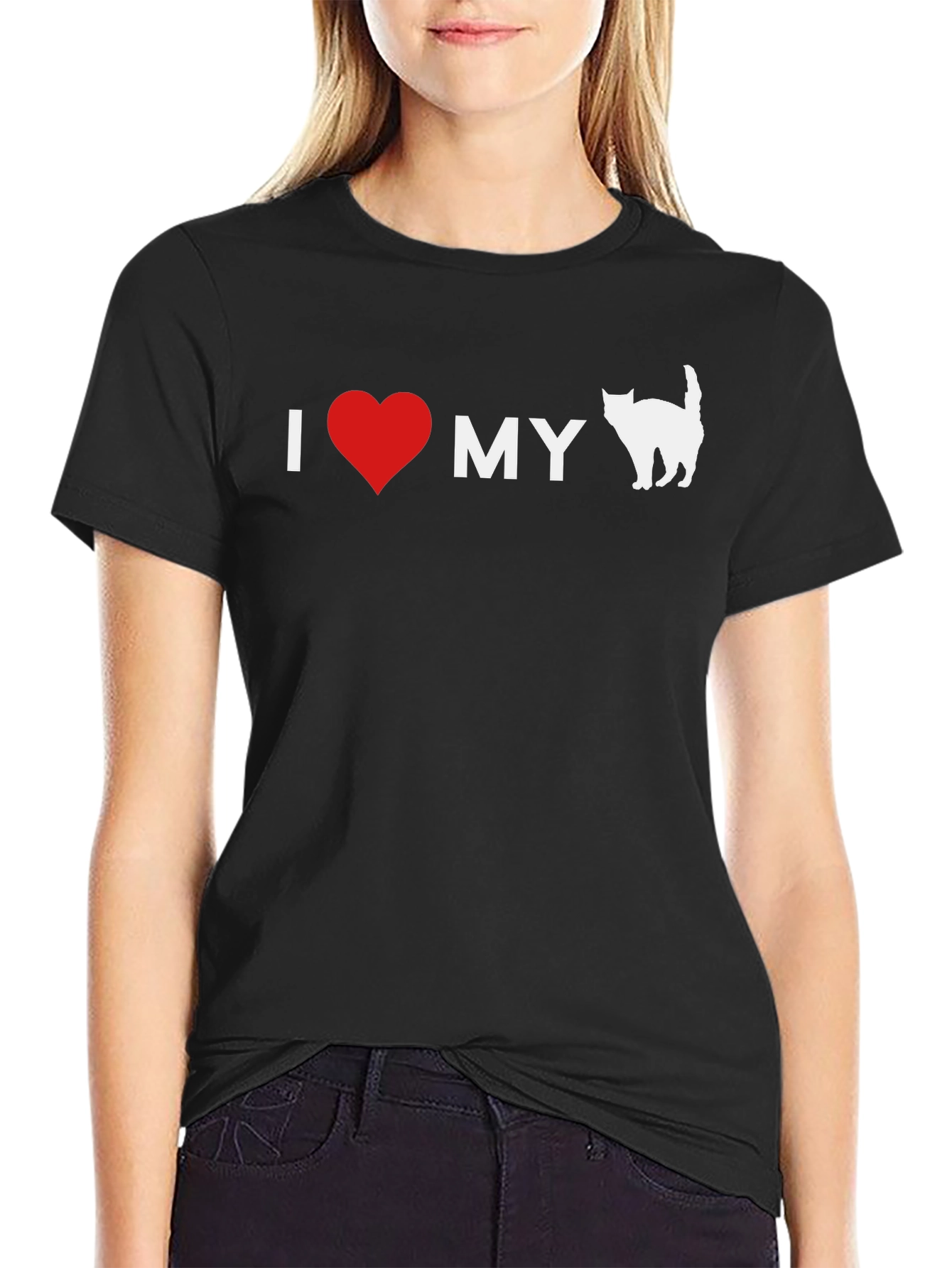 I Heart My Cat T-Shirt - Black Graphic Tee