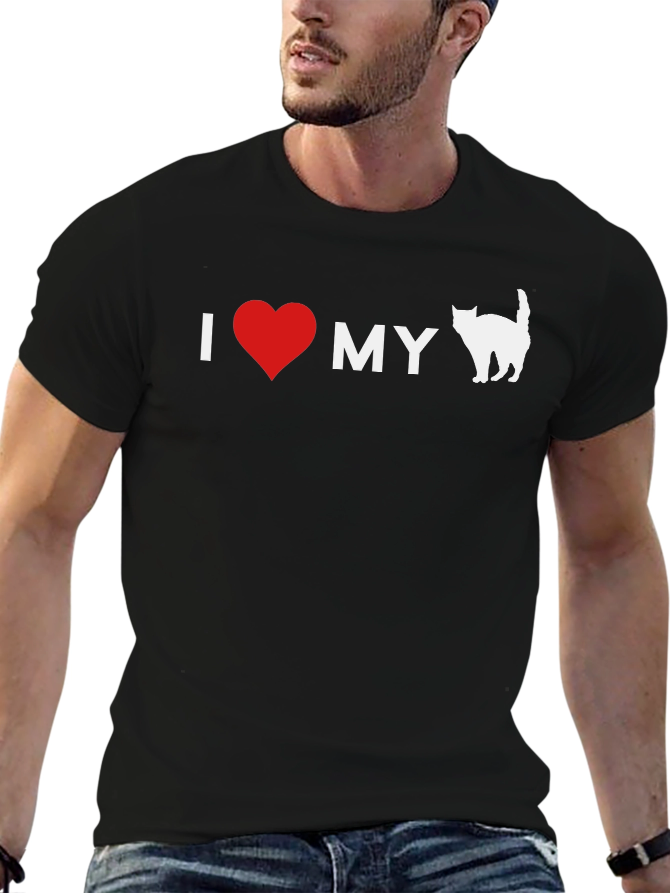 I Heart My Cat T-Shirt - Black Graphic Tee