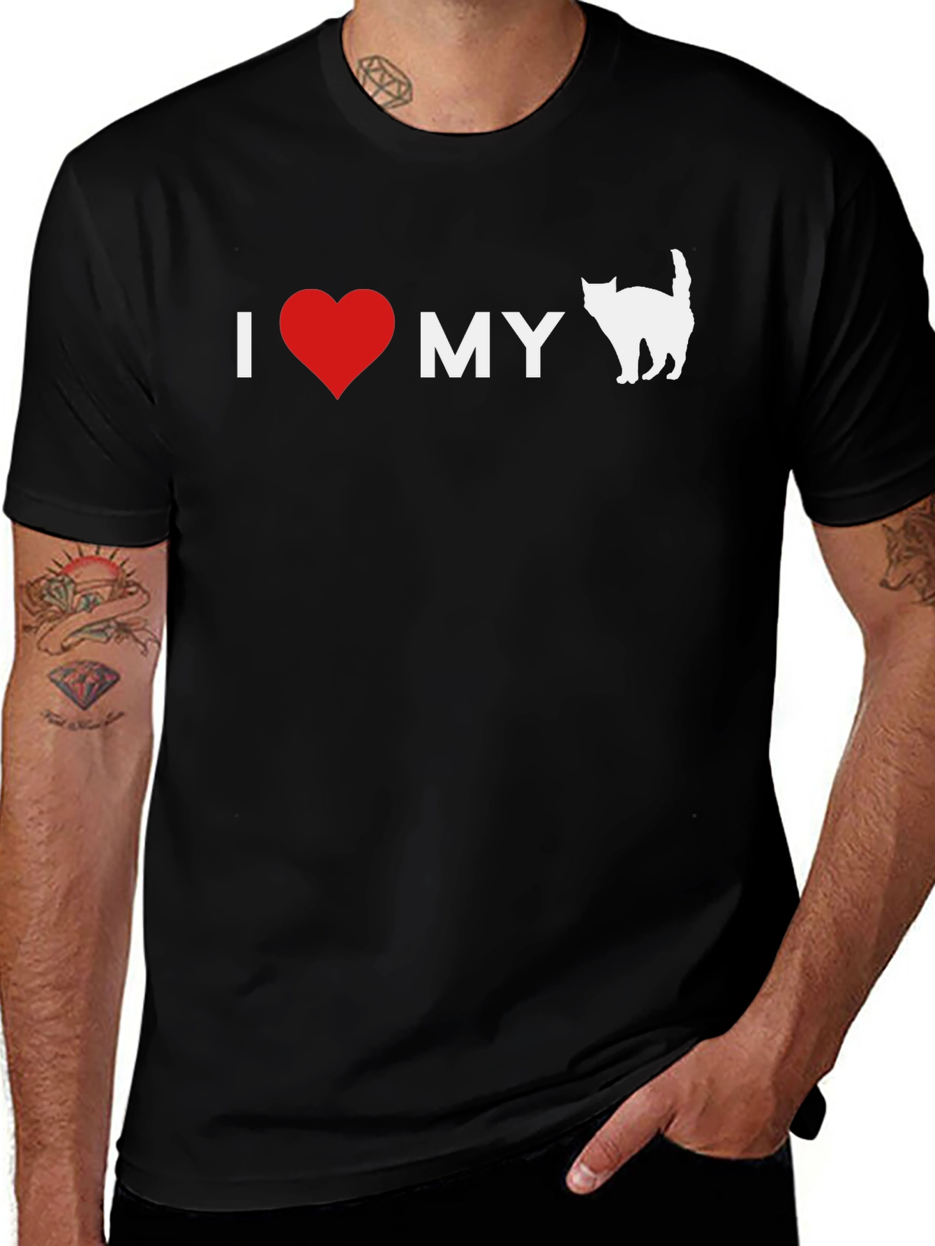 I Heart My Cat T-Shirt - Black Graphic Tee