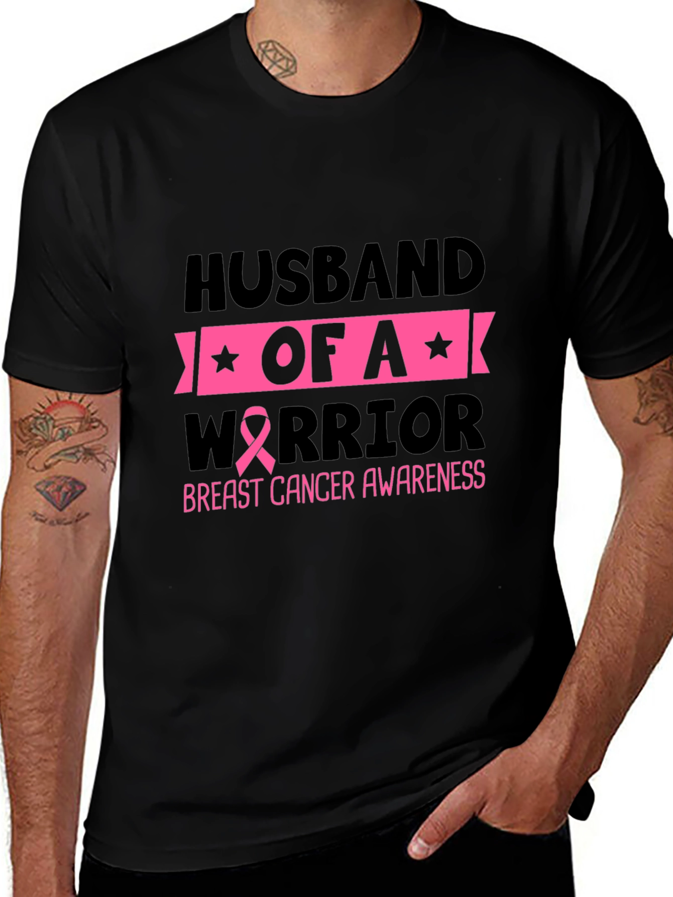 Husband of a Warrior Breast Cancer Awareness T-Shirt