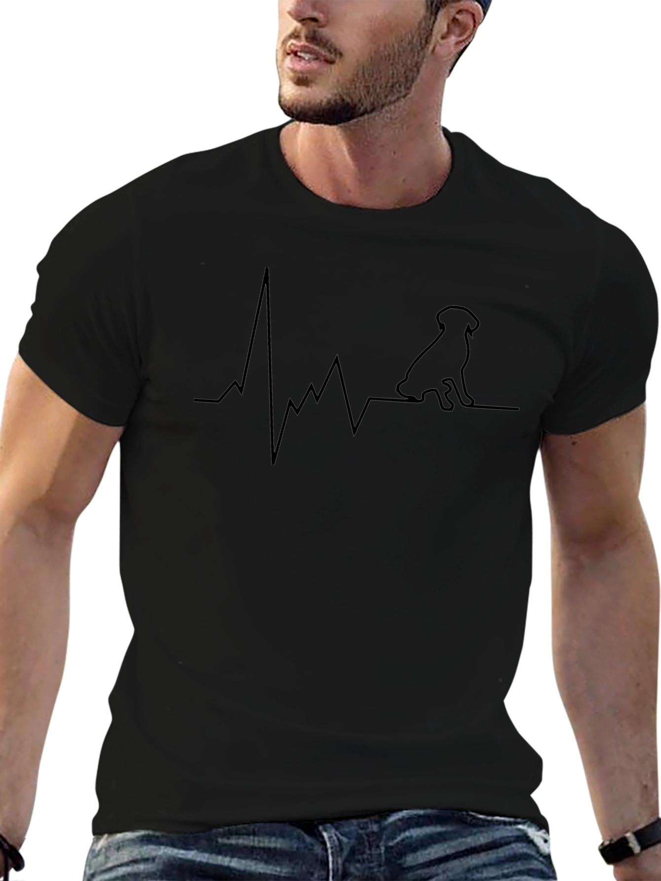 Dog Heartbeat Line Art T-Shirt