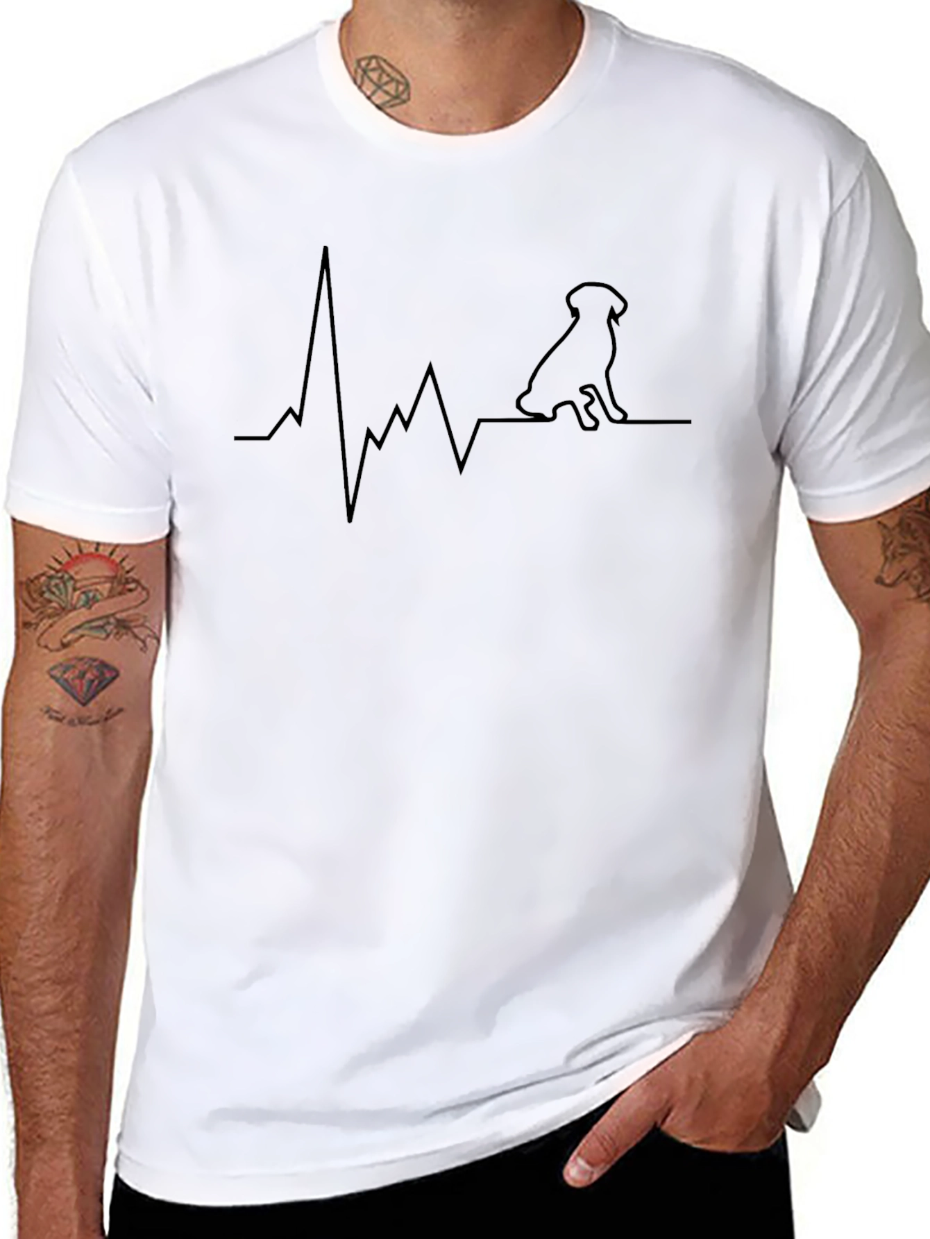 Dog Heartbeat Line Art T-Shirt