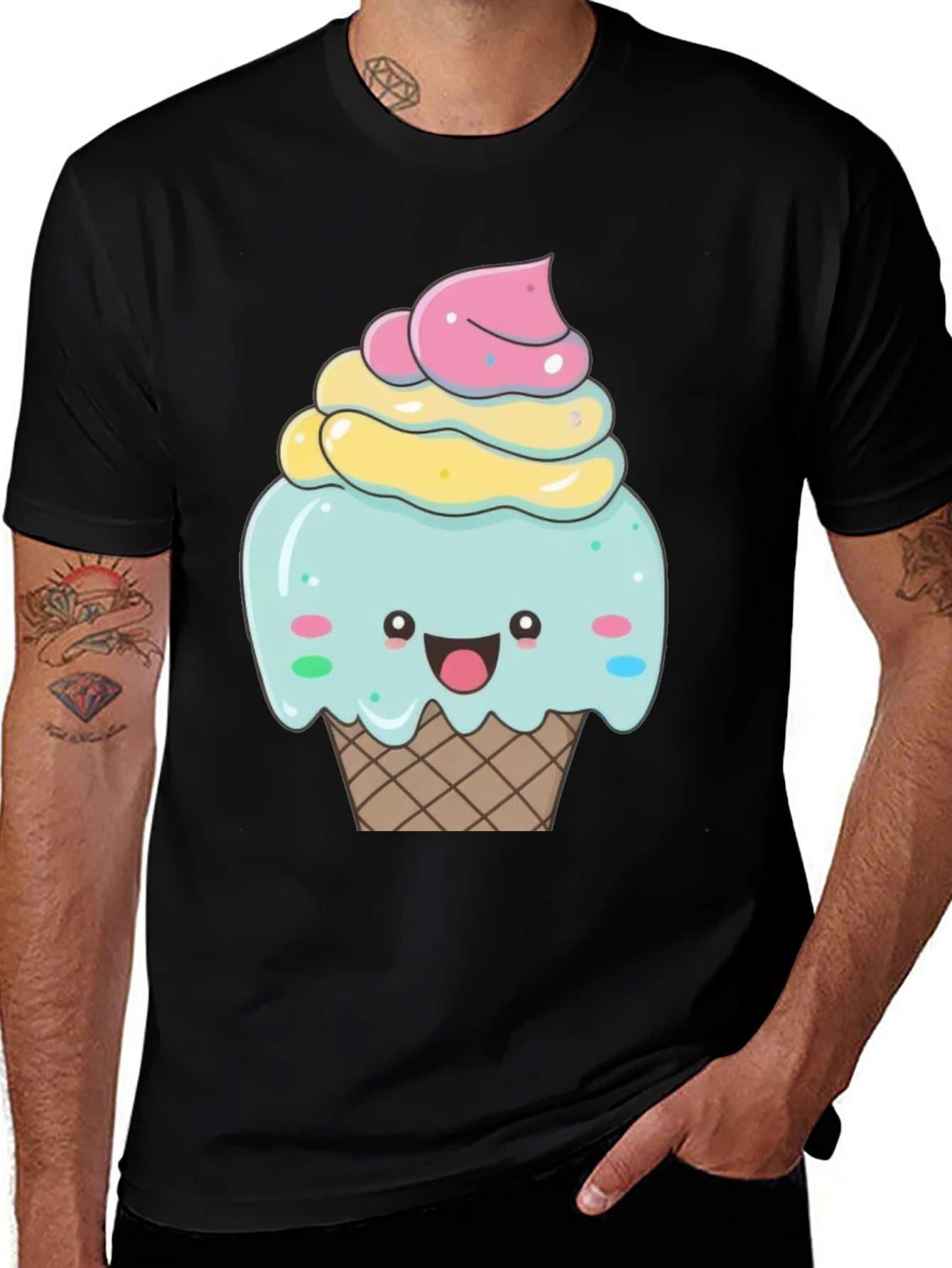 Cute Cupcake Graphic T-Shirt - Black Cotton Tee