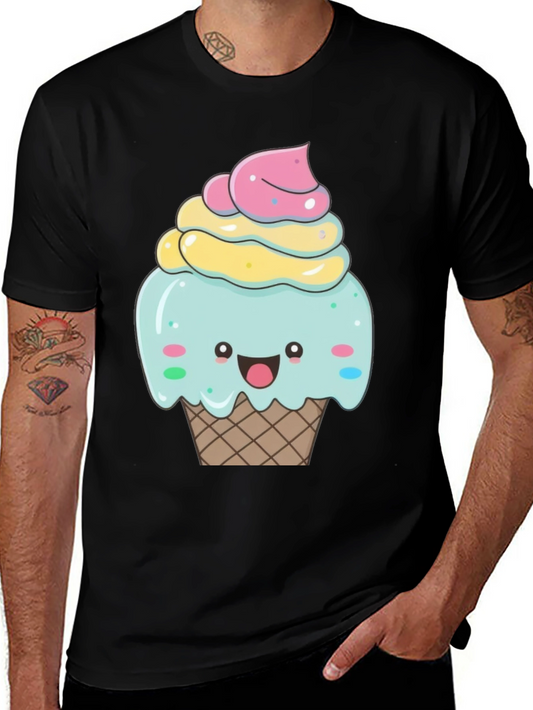 Cute Cupcake Graphic T-Shirt - Black Cotton Tee