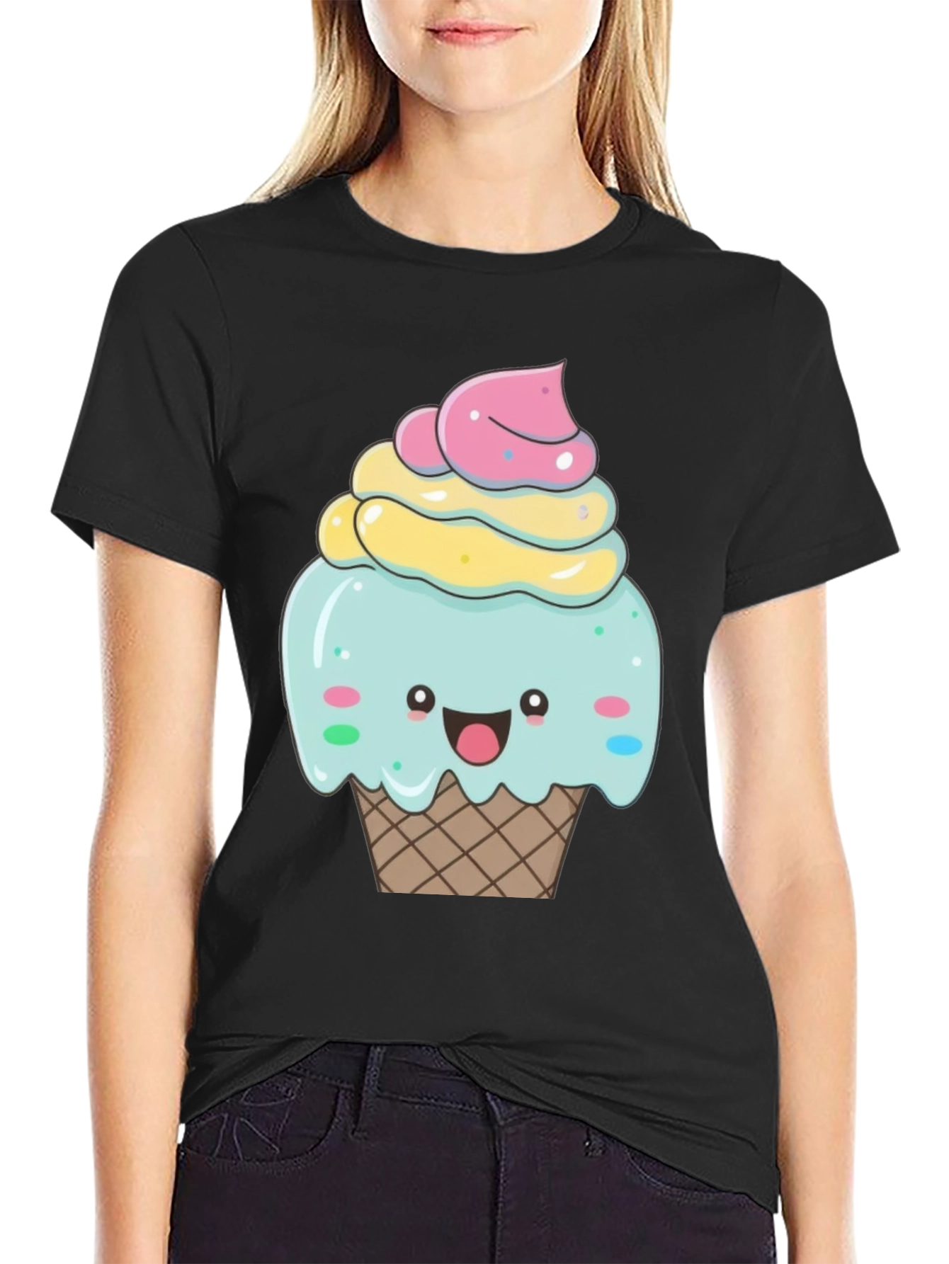 Cute Cupcake Graphic T-Shirt - Black Cotton Tee