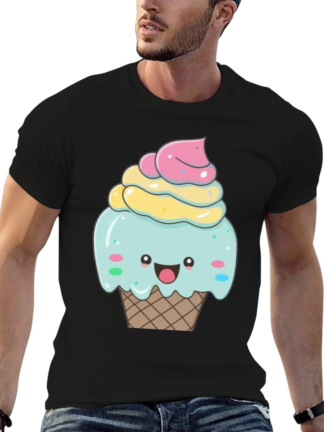 Cute Cupcake Graphic T-Shirt - Black Cotton Tee