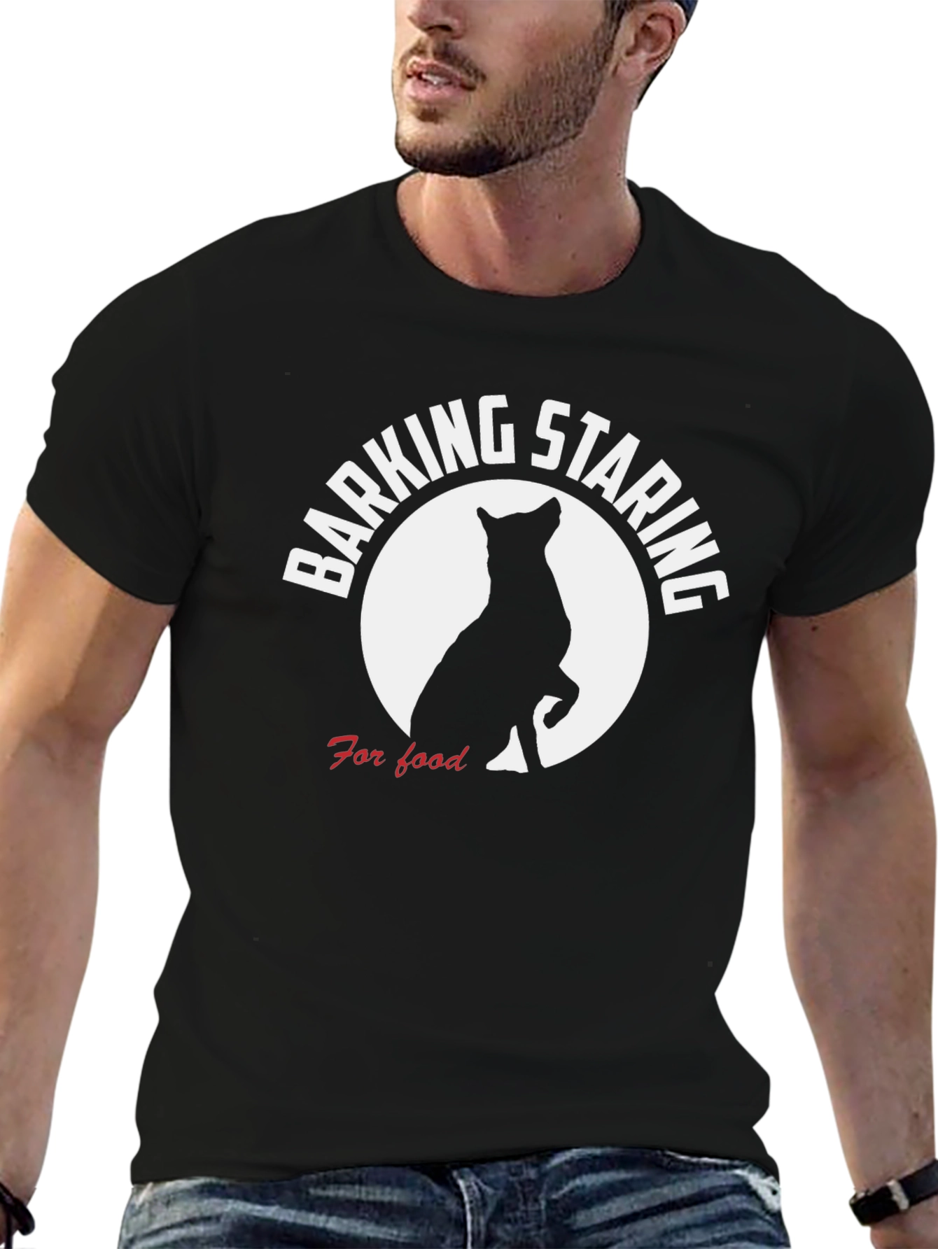 Barking Staring Dog T-Shirt - For Food Design