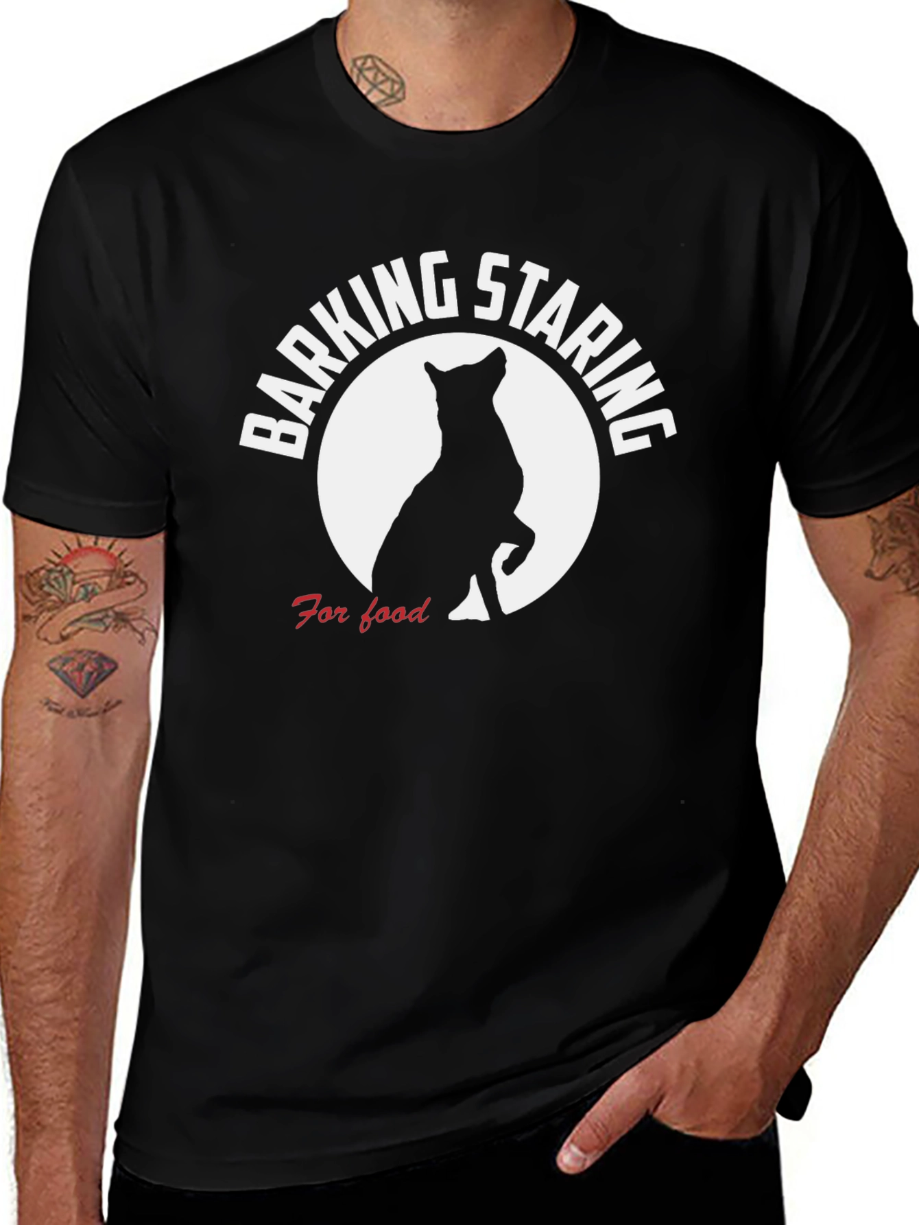 Barking Staring Dog T-Shirt - For Food Design