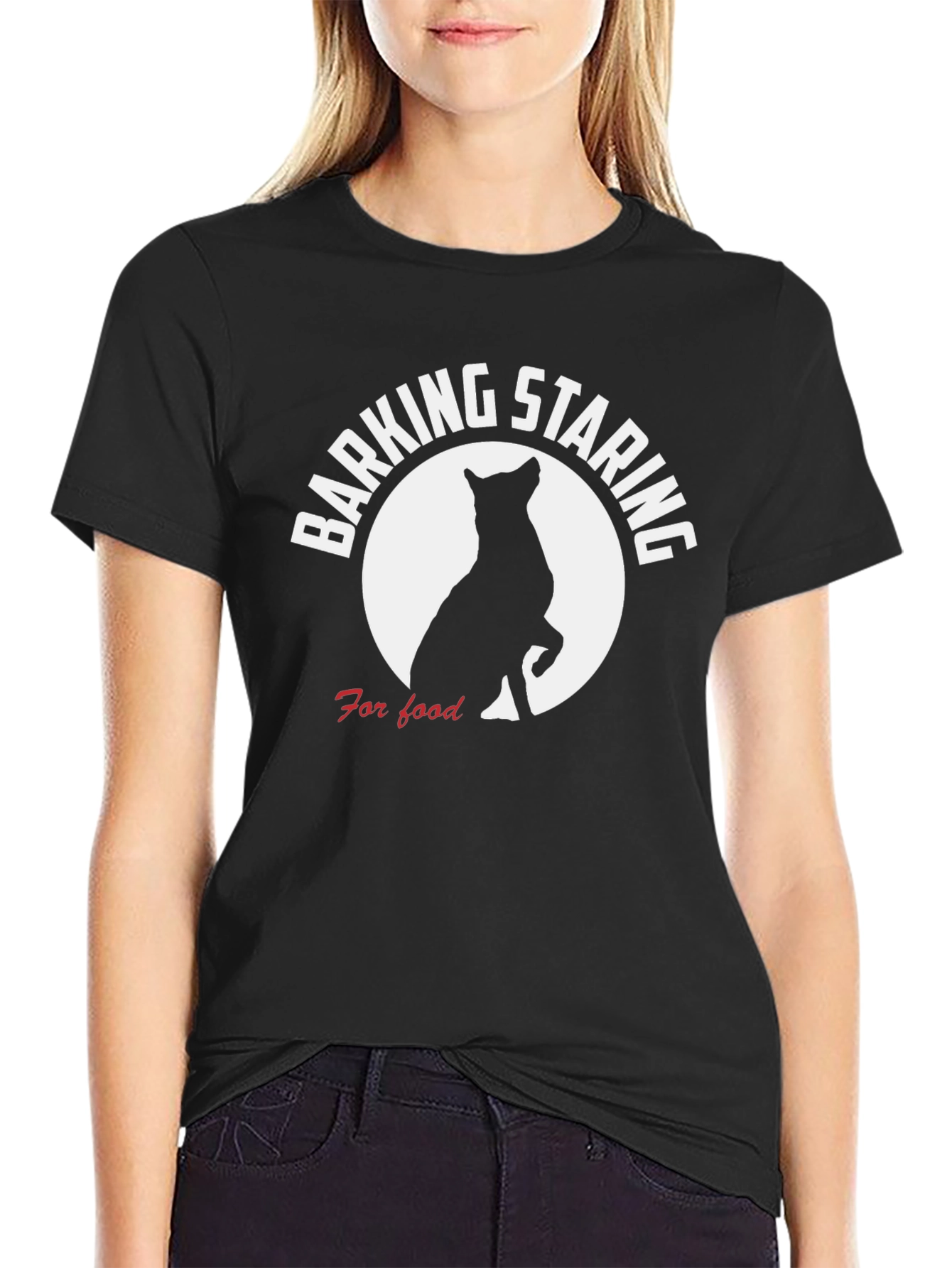Barking Staring Dog T-Shirt - For Food Design