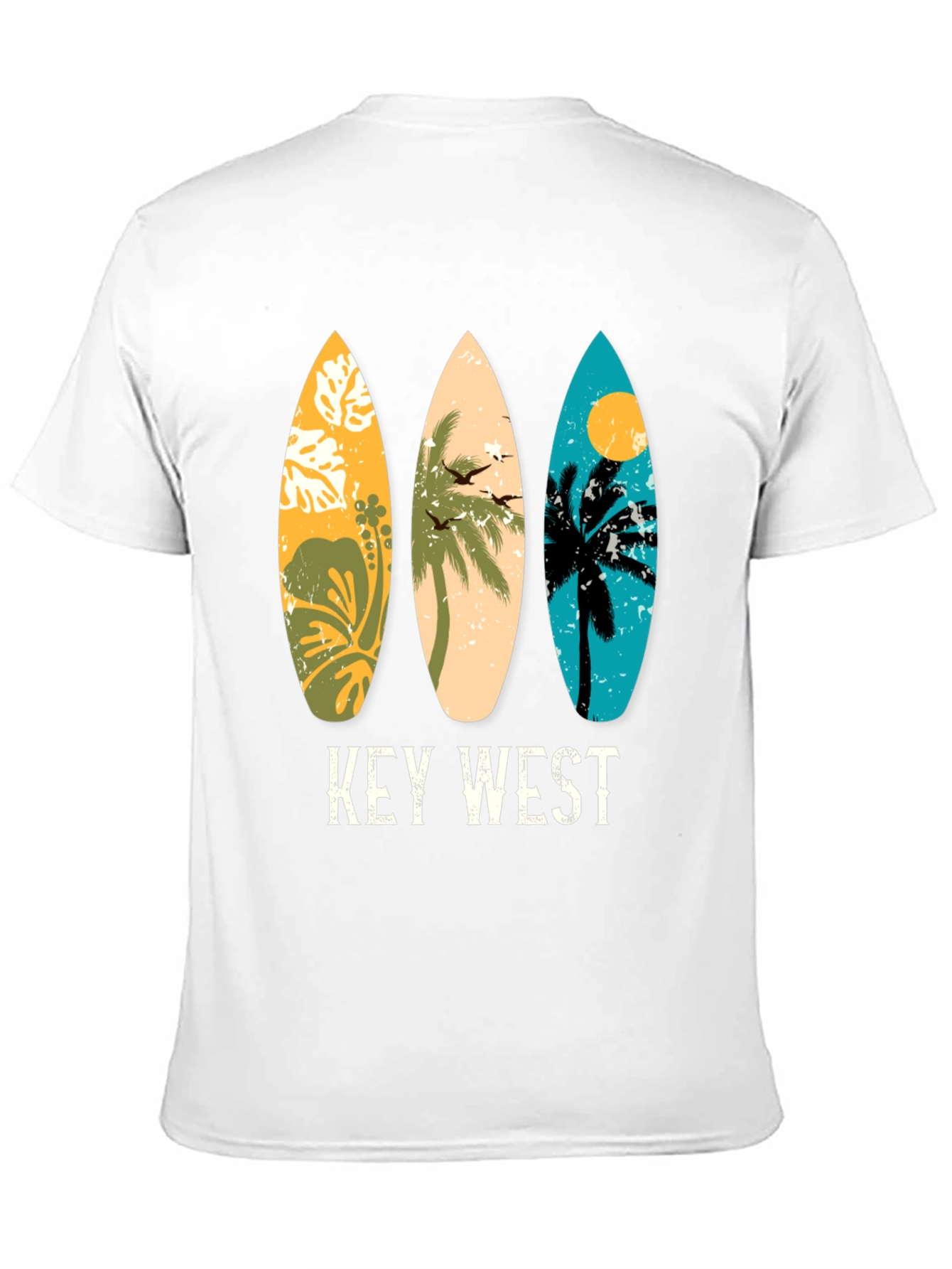 Key West Surfboard Graphic T-Shirt - Tropical Vibes