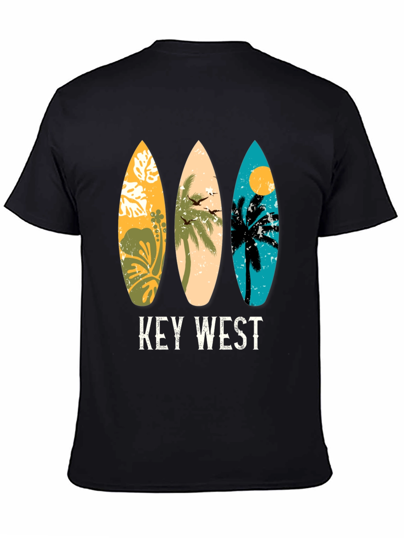 Key West Surfboard Graphic T-Shirt - Tropical Vibes
