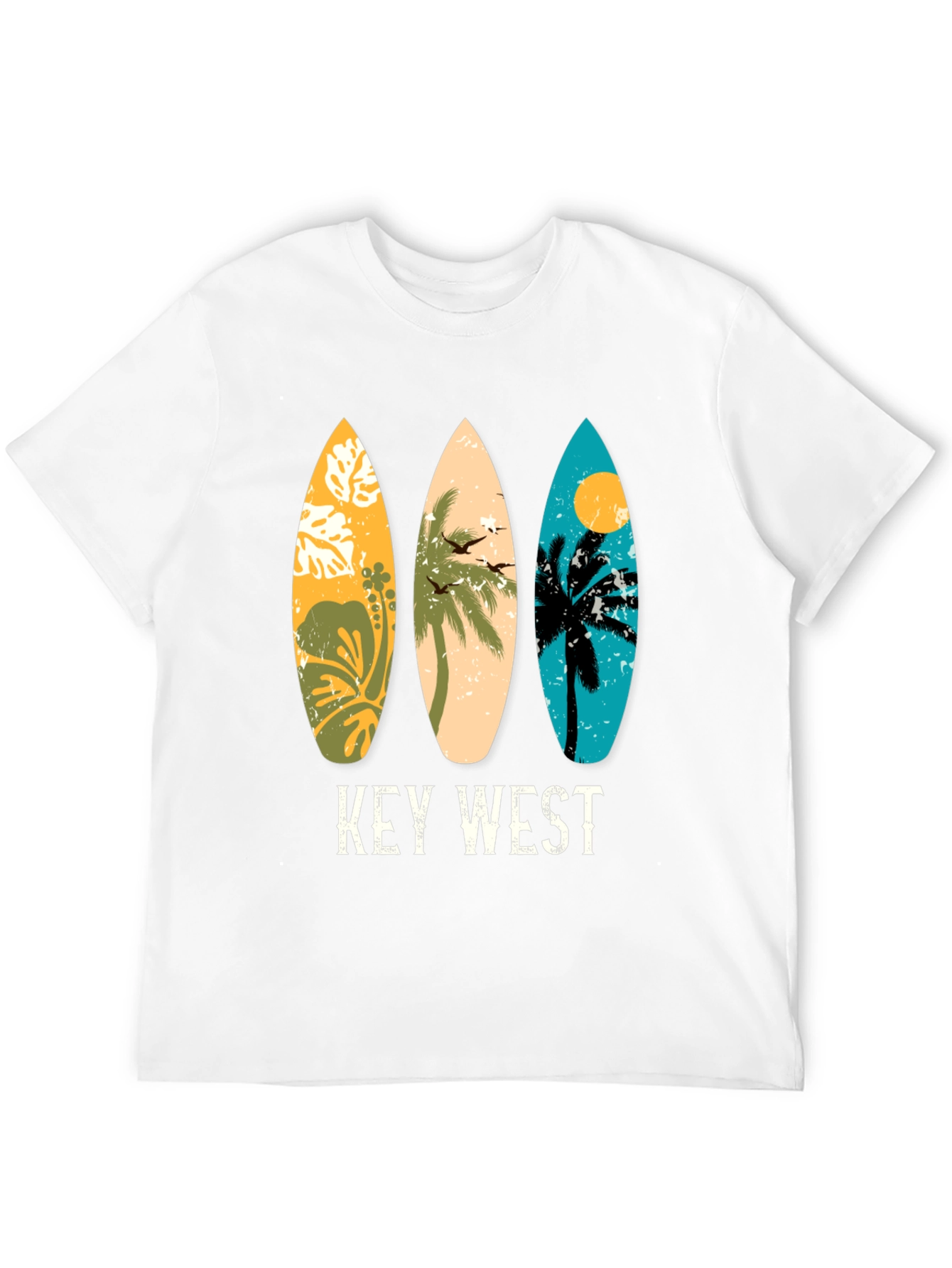 Key West Surfboard Graphic T-Shirt - Tropical Vibes
