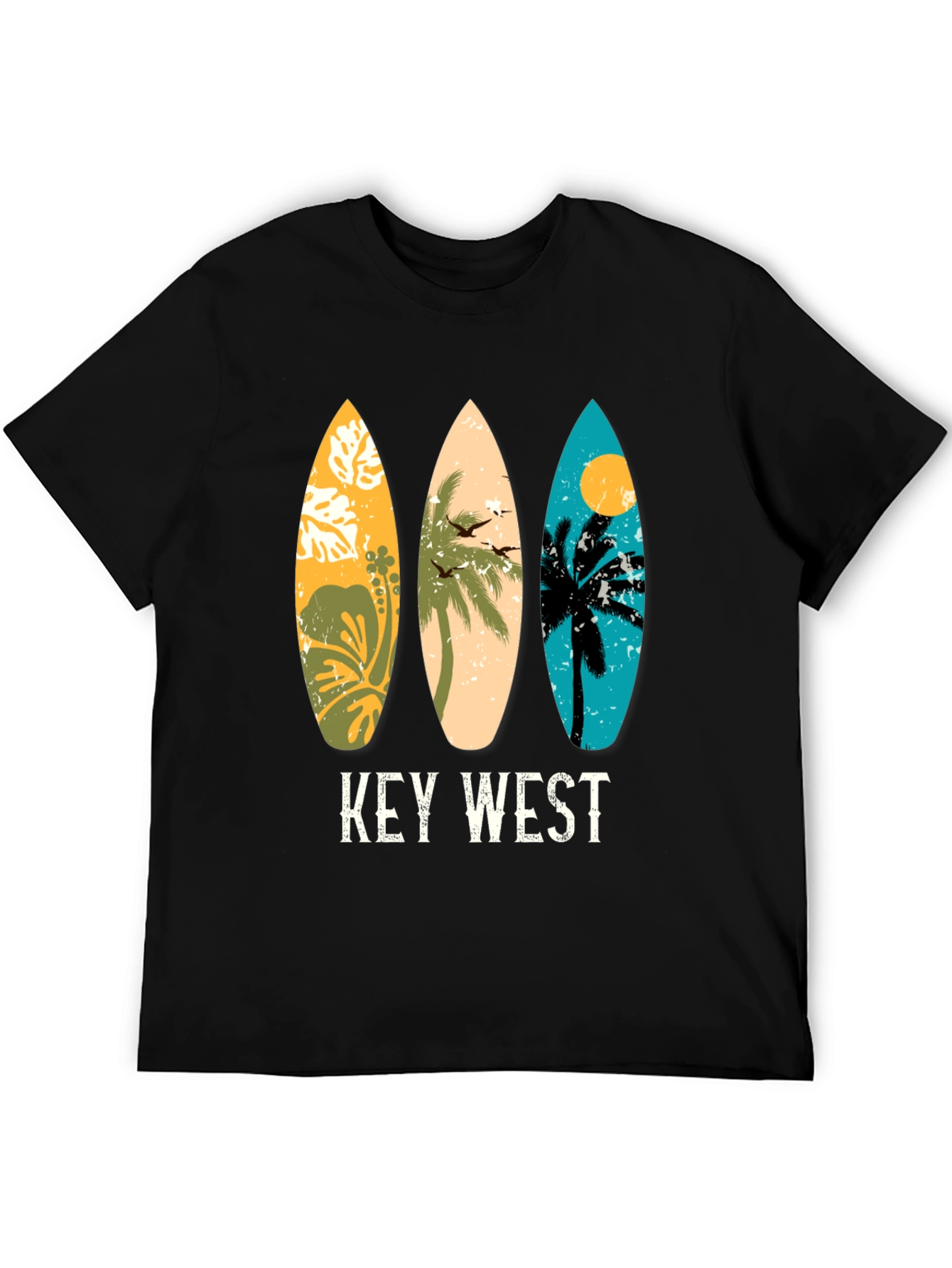 Key West Surfboard Graphic T-Shirt - Tropical Vibes