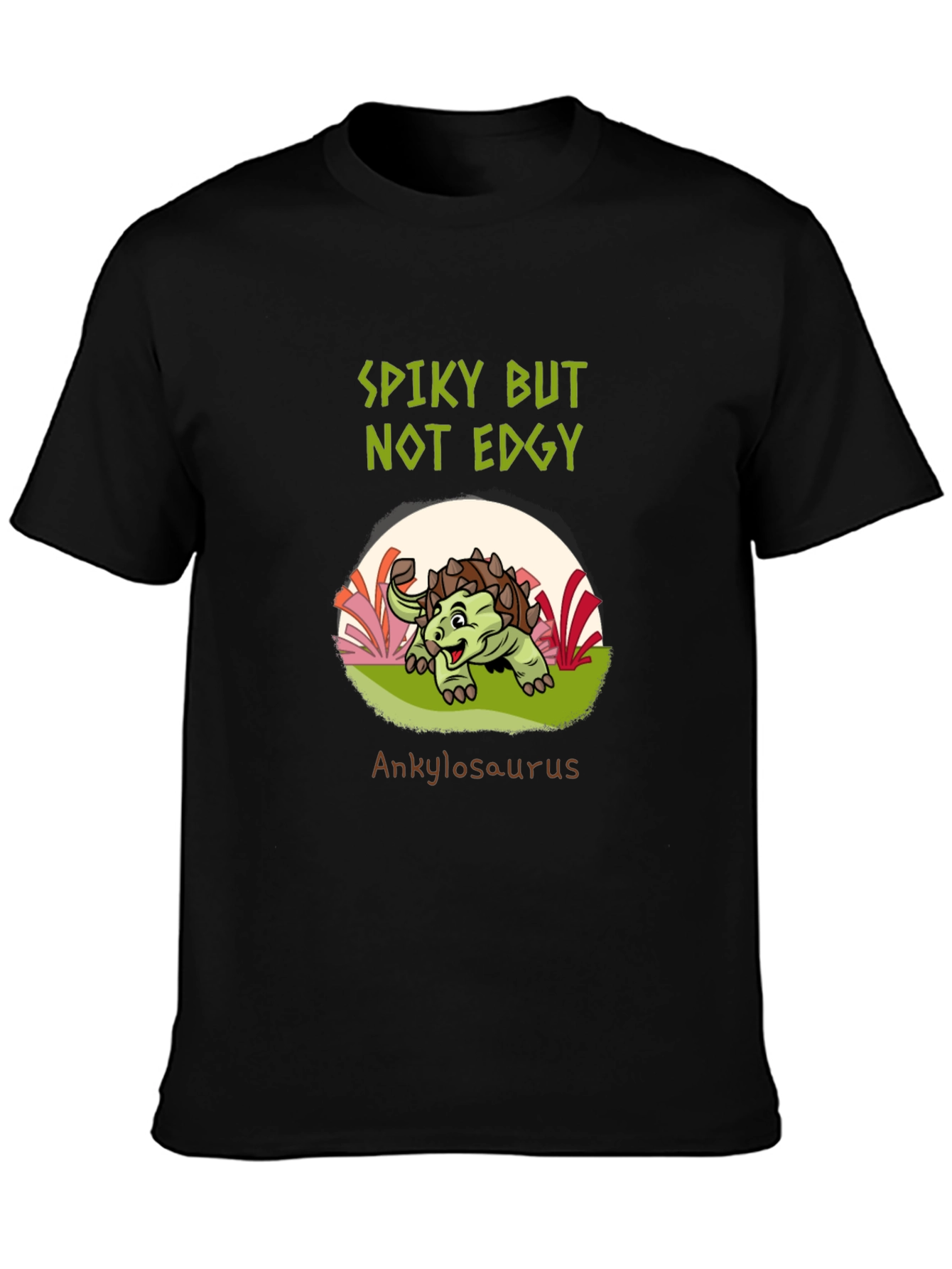 Spiky But Not Edgy Ankylosaurus Black T-Shirt